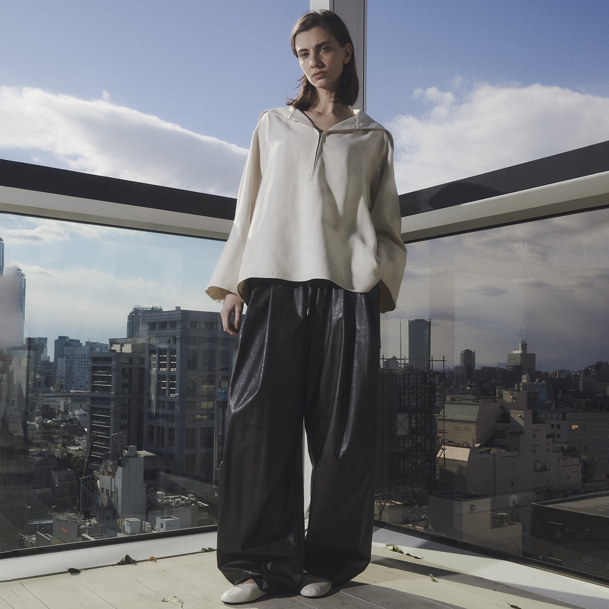 Faux Leather Barrel Trousers