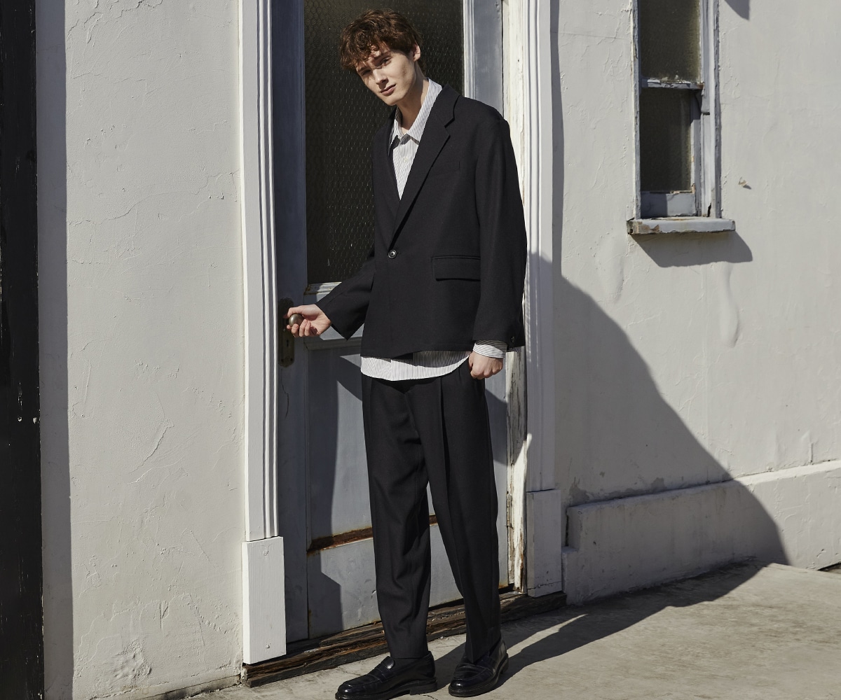 GRツイル エバークリース テーパードスラックス