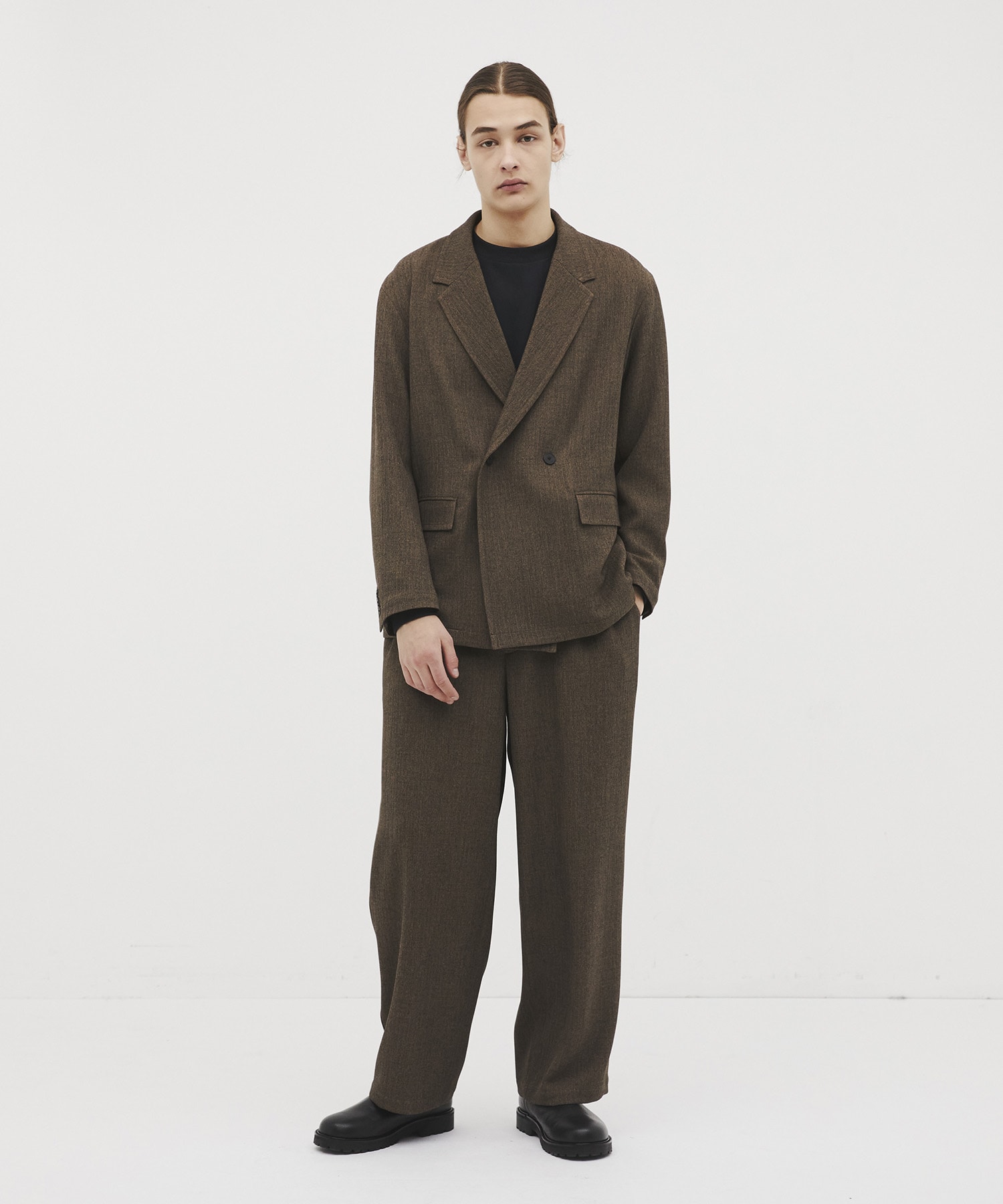 Mix herringbone ワイドパンツ