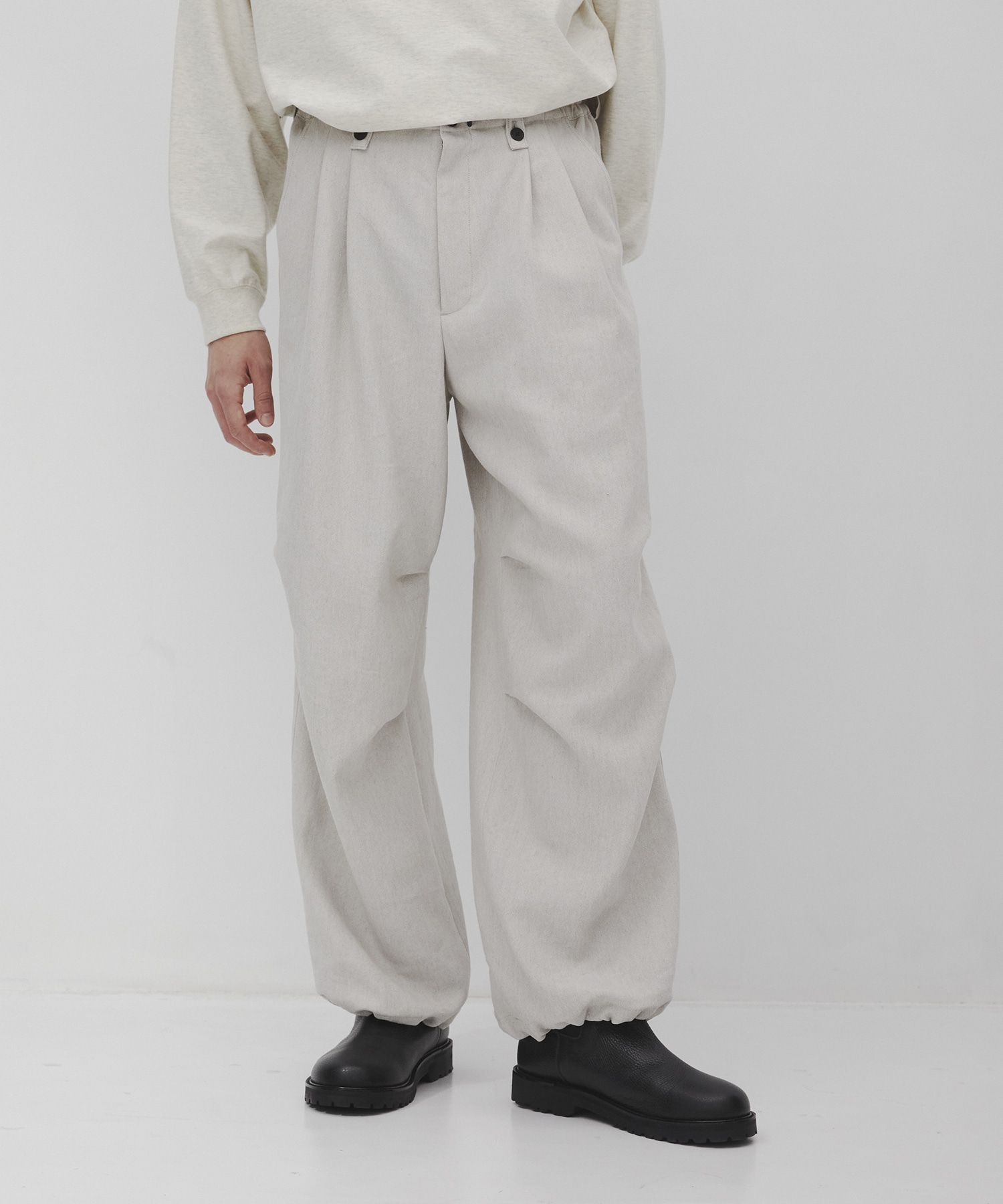 リネンキャンバス パラシュートパンツ