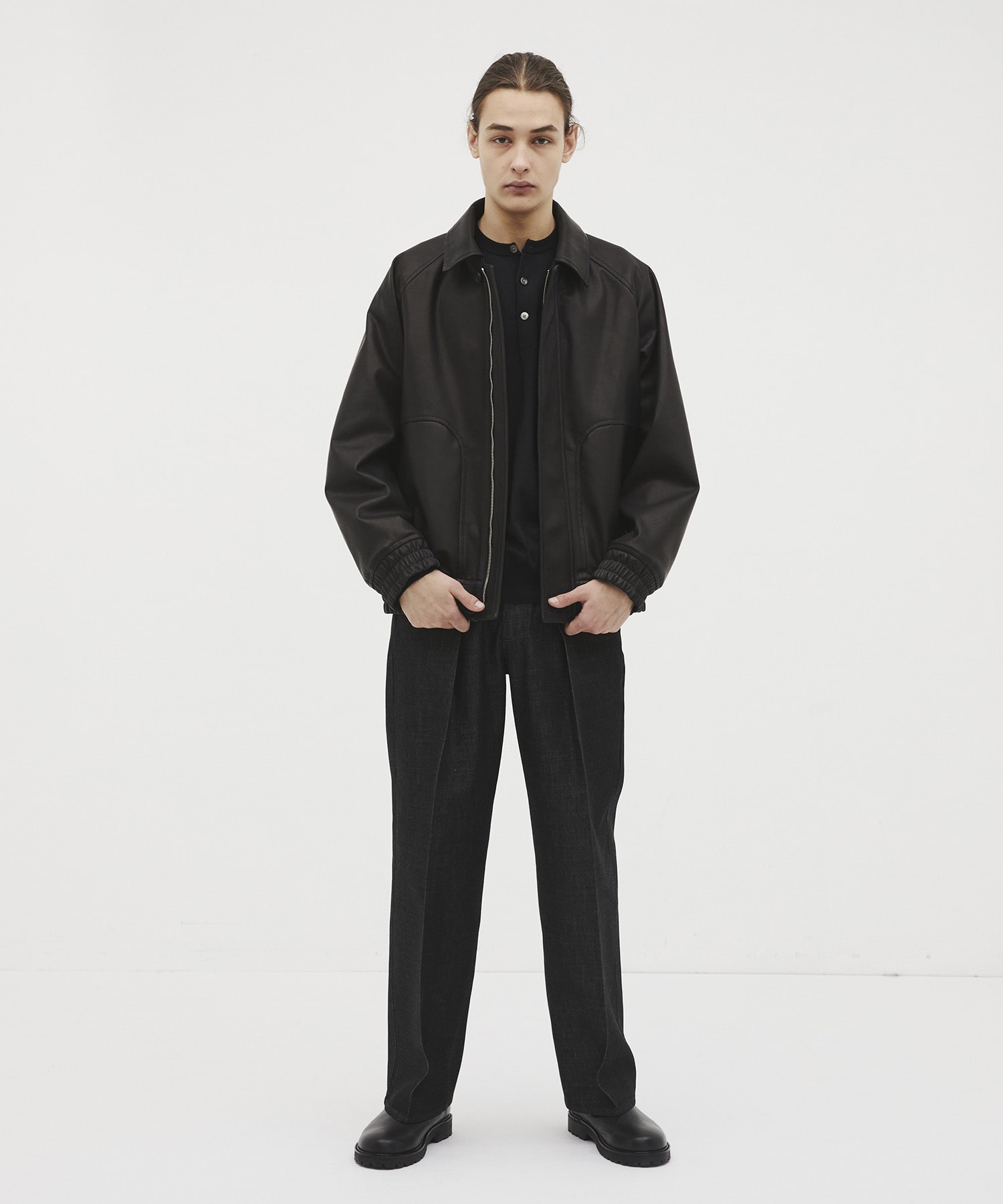 Kuramae leather zip-up jacket