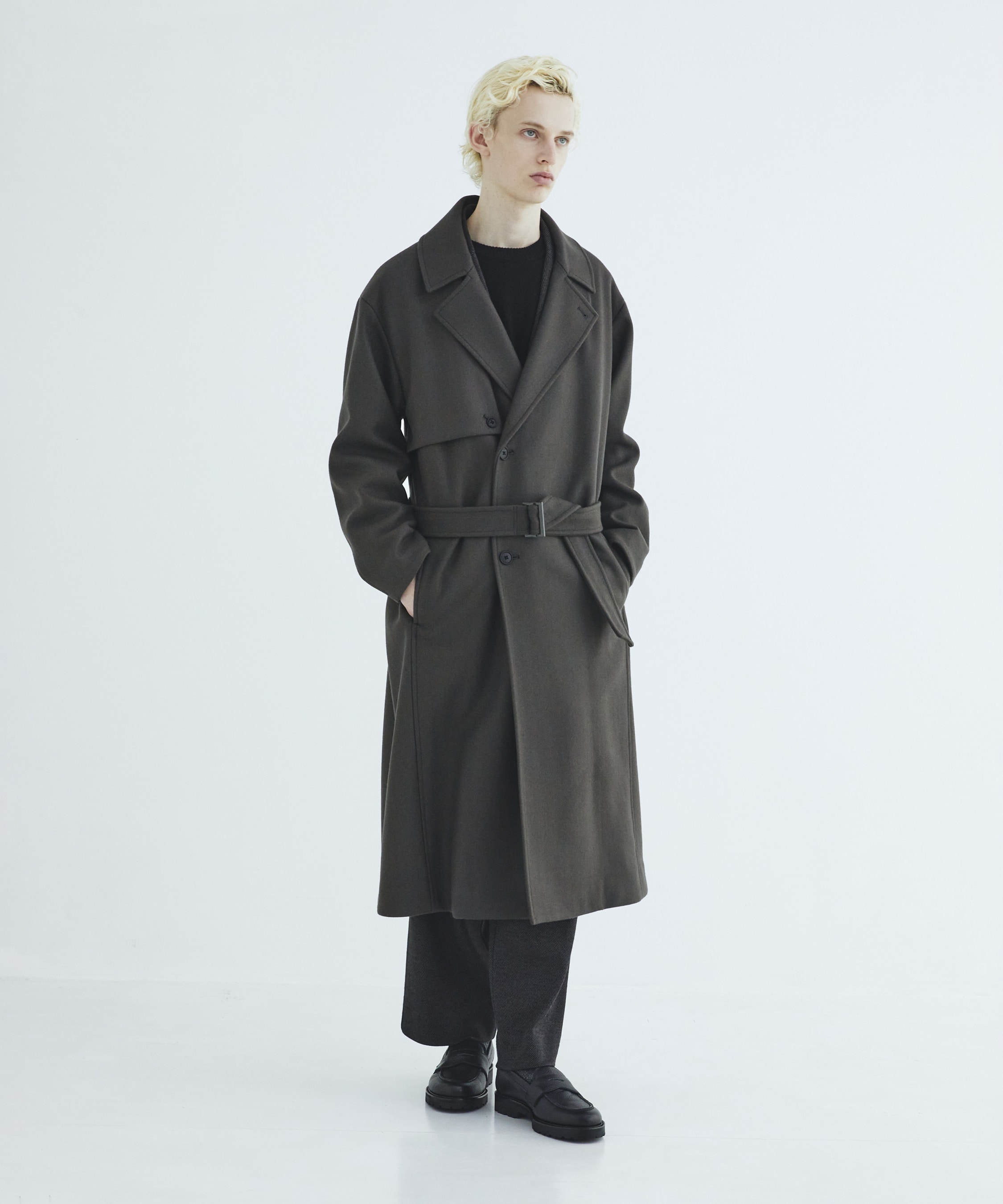 Premium meltonベルテッドコート