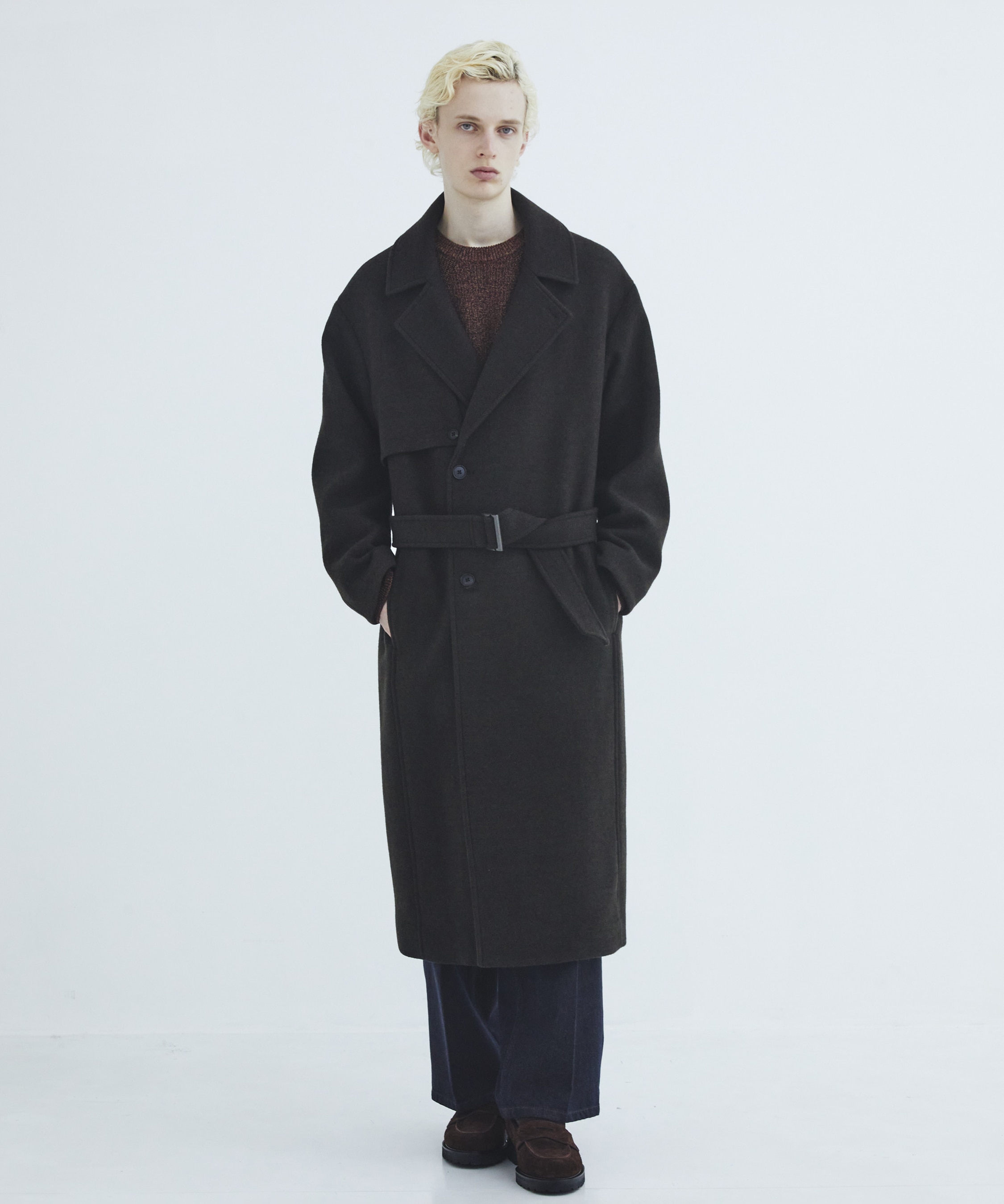 Premium meltonベルテッドコート