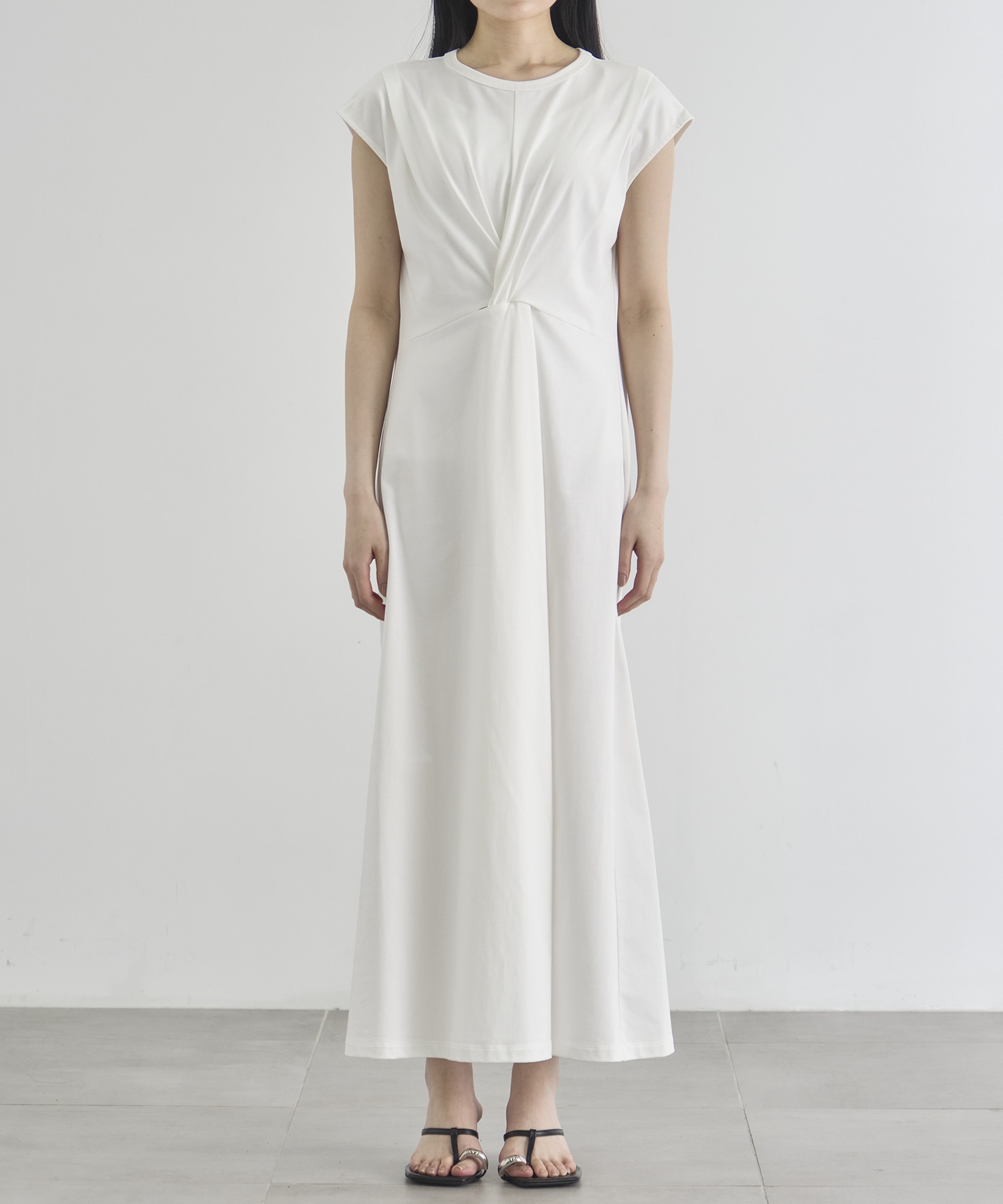 Shoulder Tuck Twist Dress
