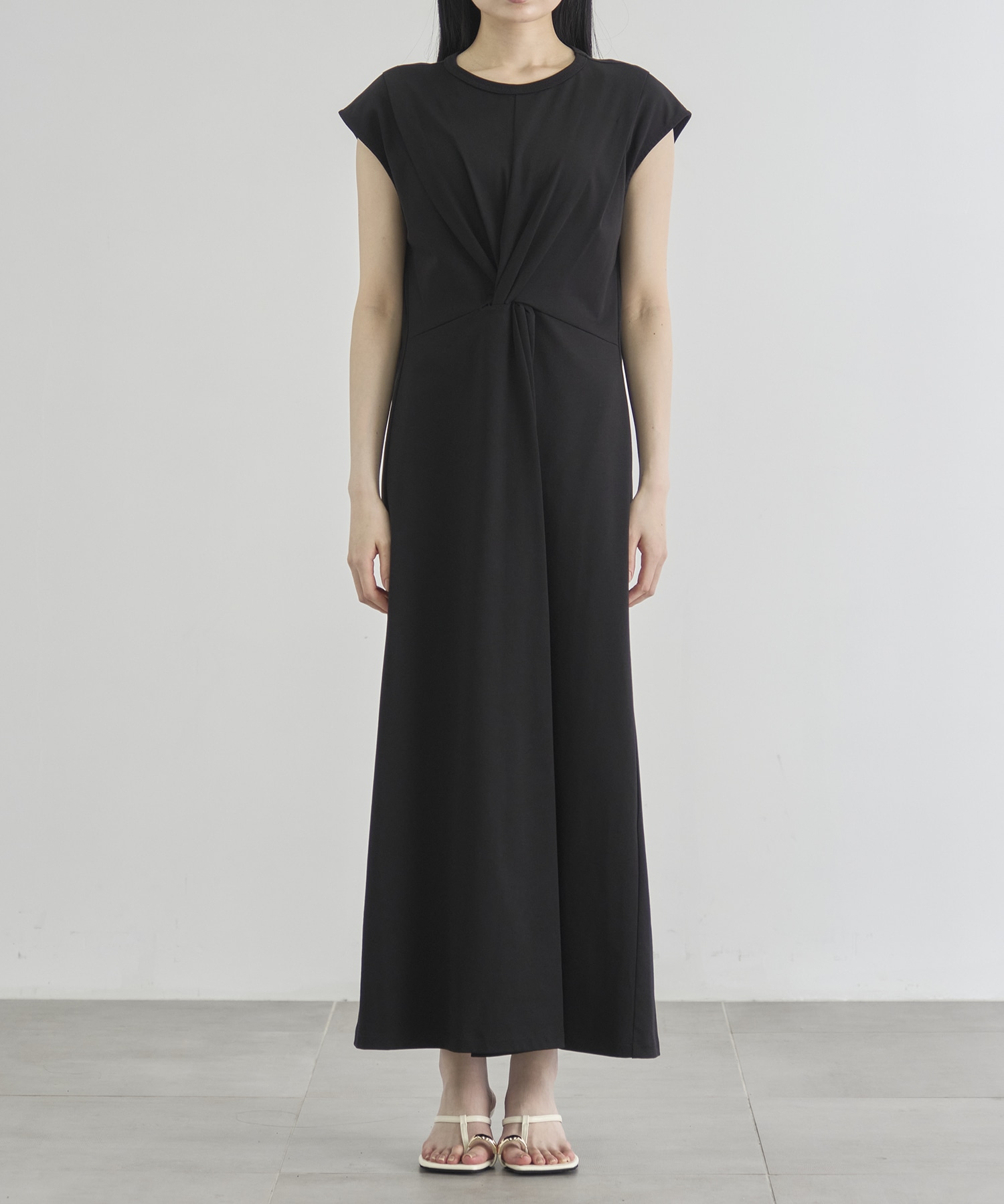 Shoulder Tuck Twist Dress