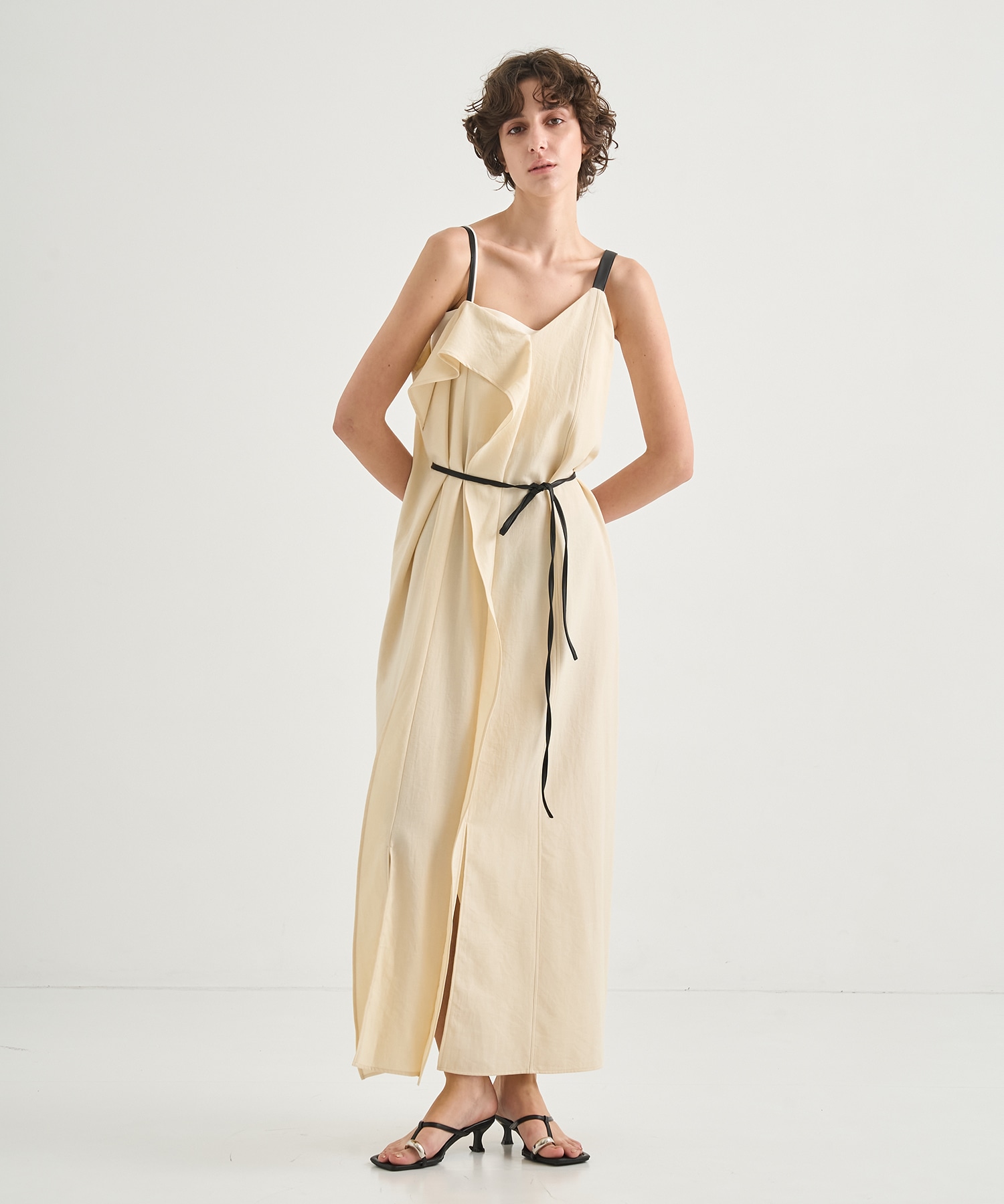 Leather Belted Camisole Dress