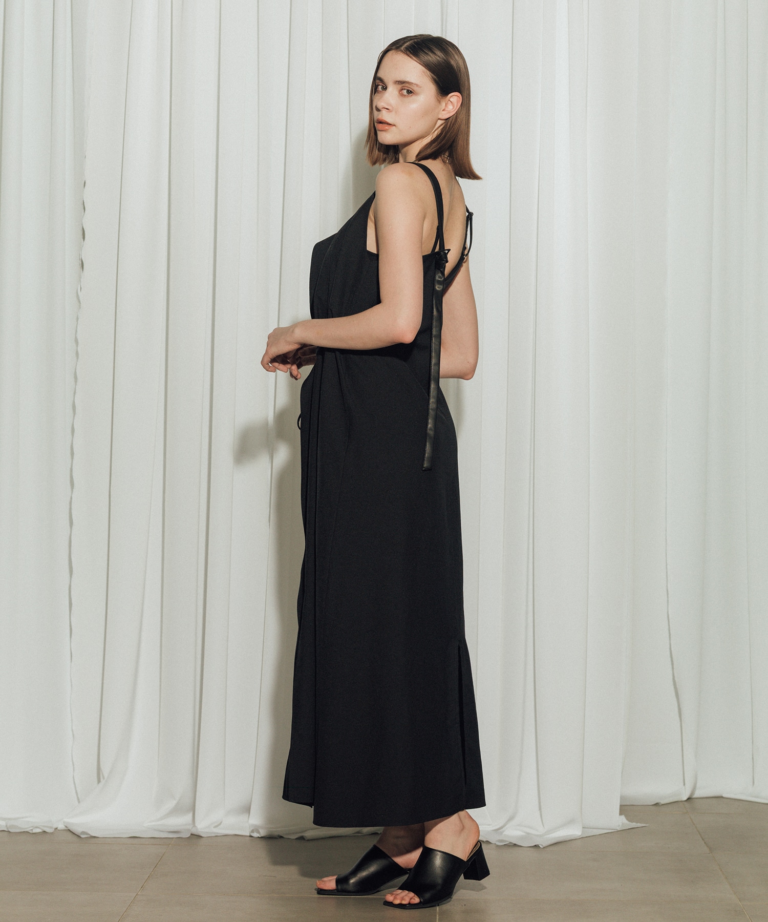 Leather Belted Camisole Dress