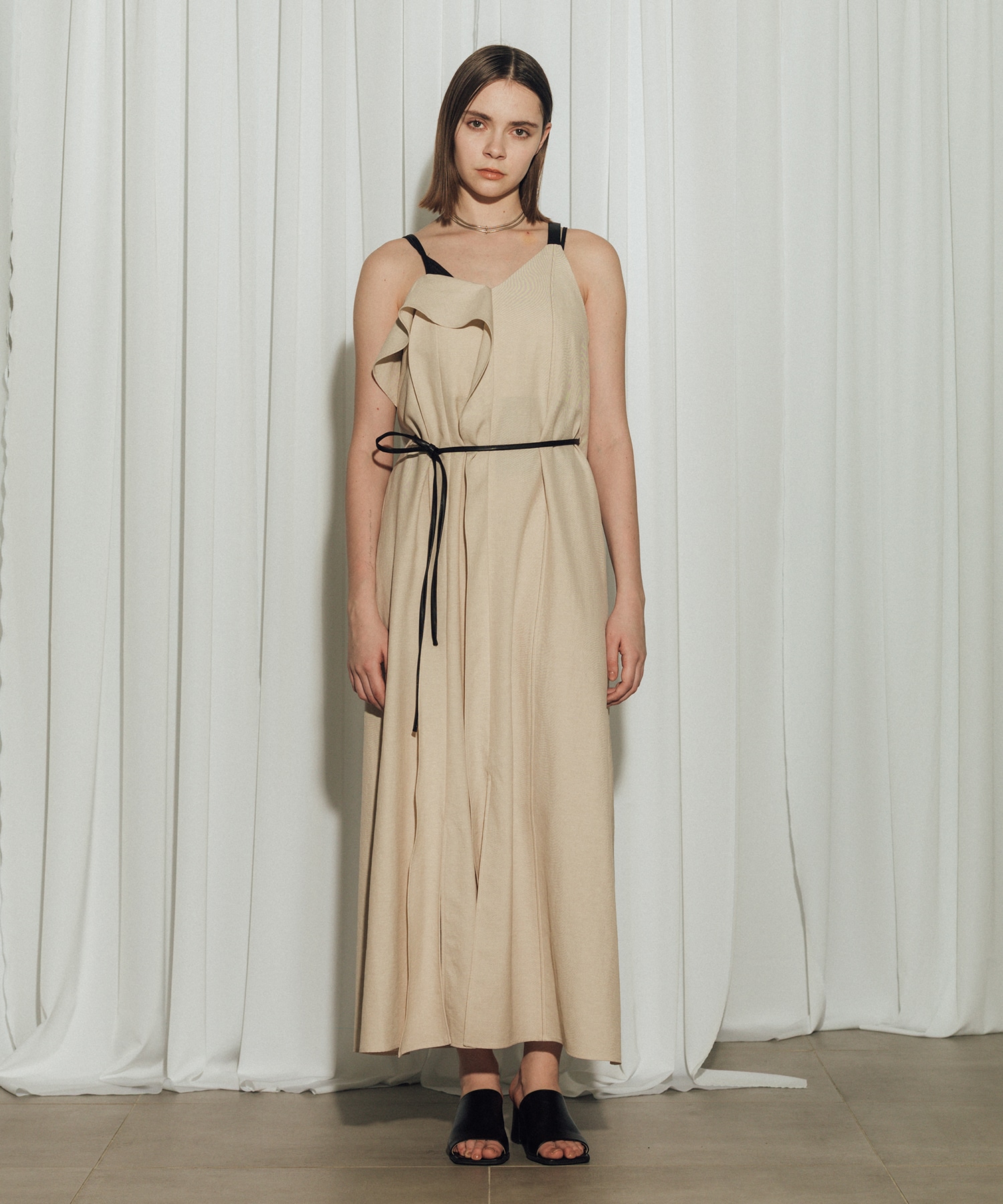 Leather Belted Camisole Dress