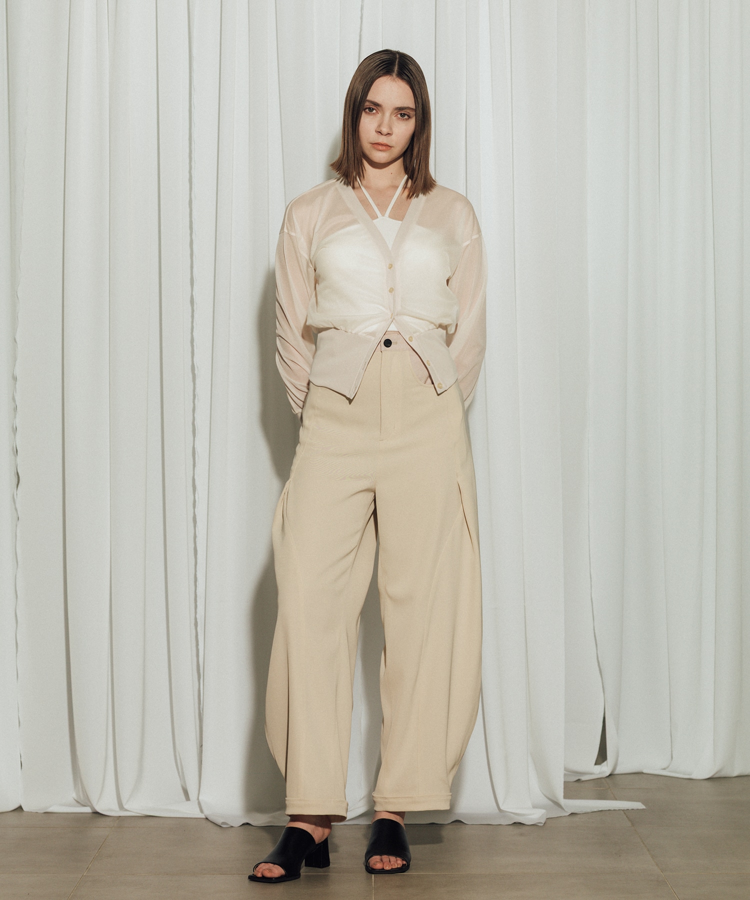 Twill Barrel Leg Pants