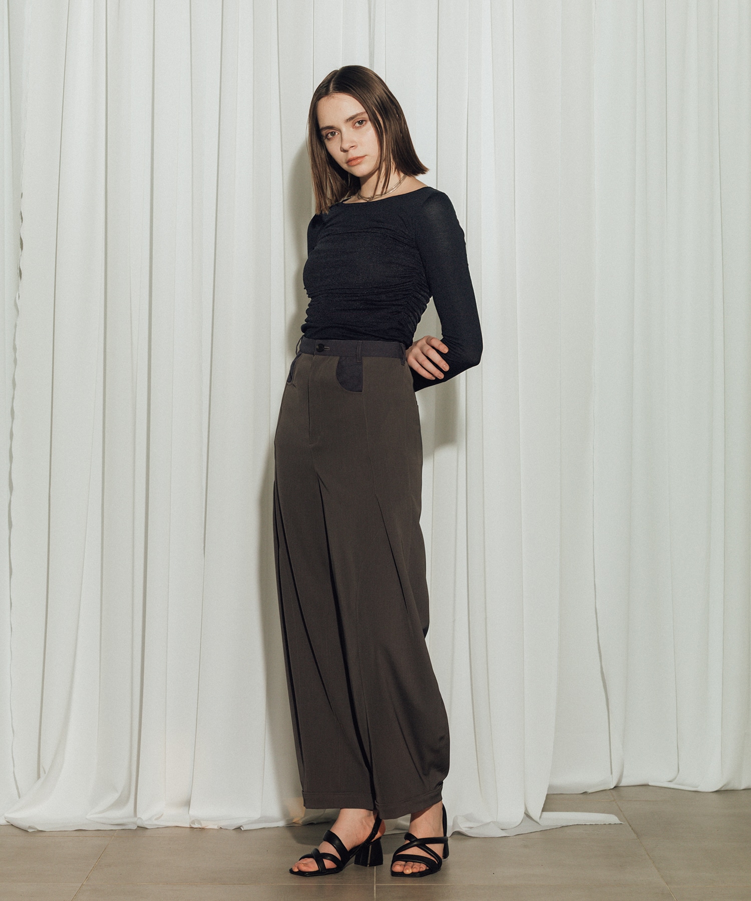Twill Barrel Leg Pants