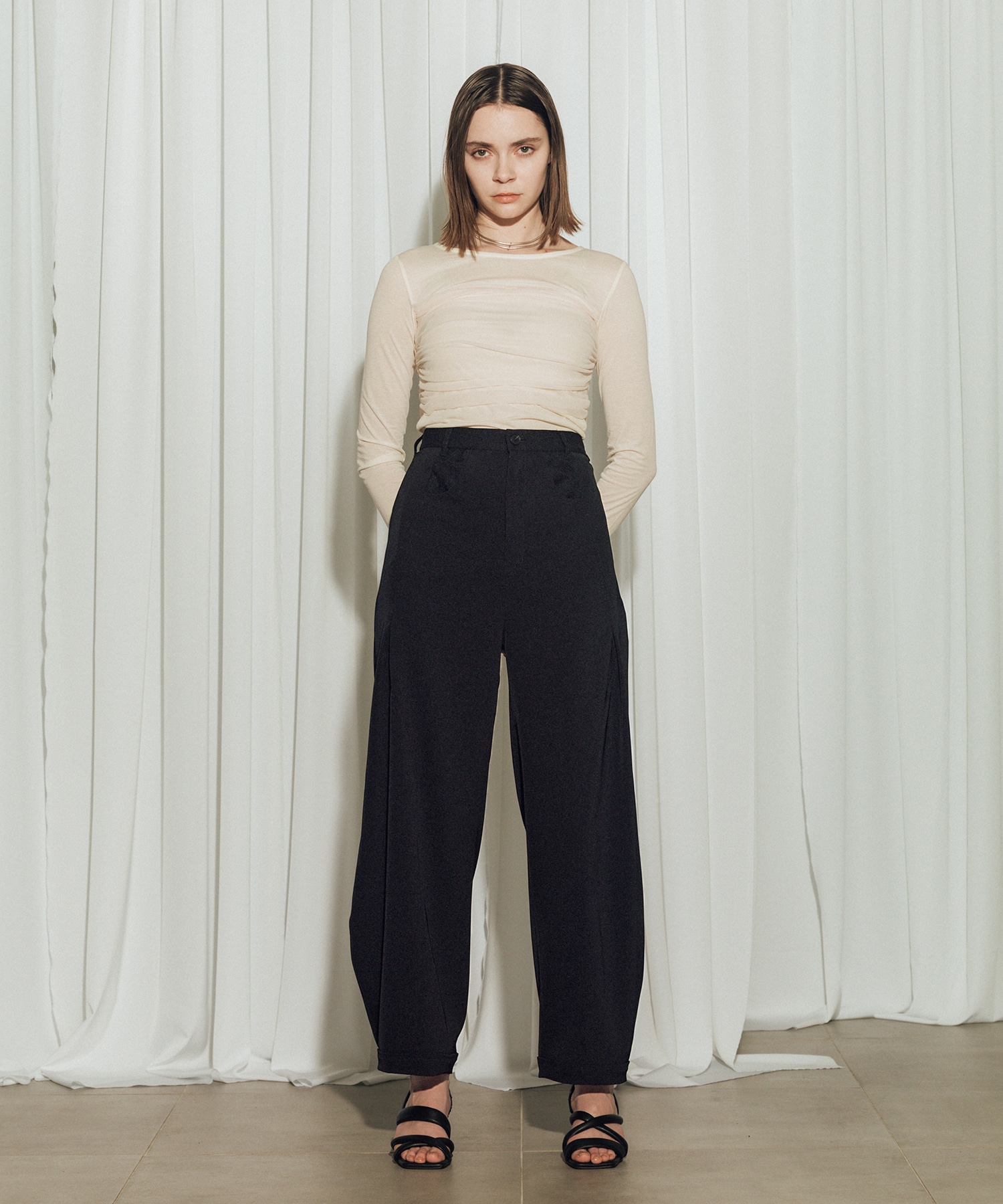 Twill Barrel Leg Pants