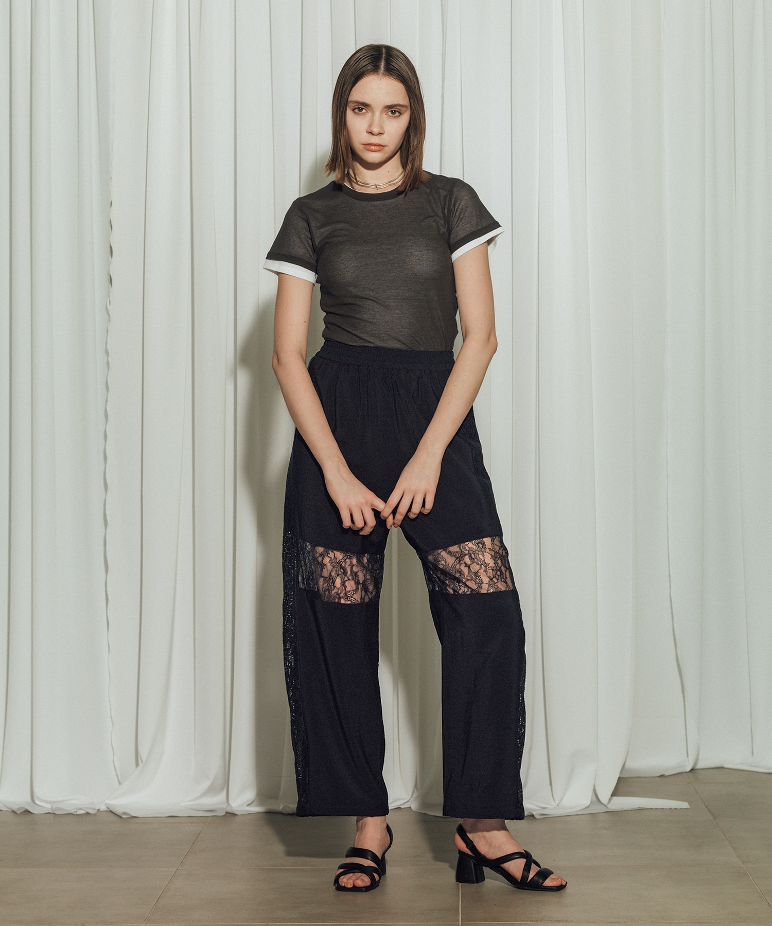 Lace Combination Relax Pants