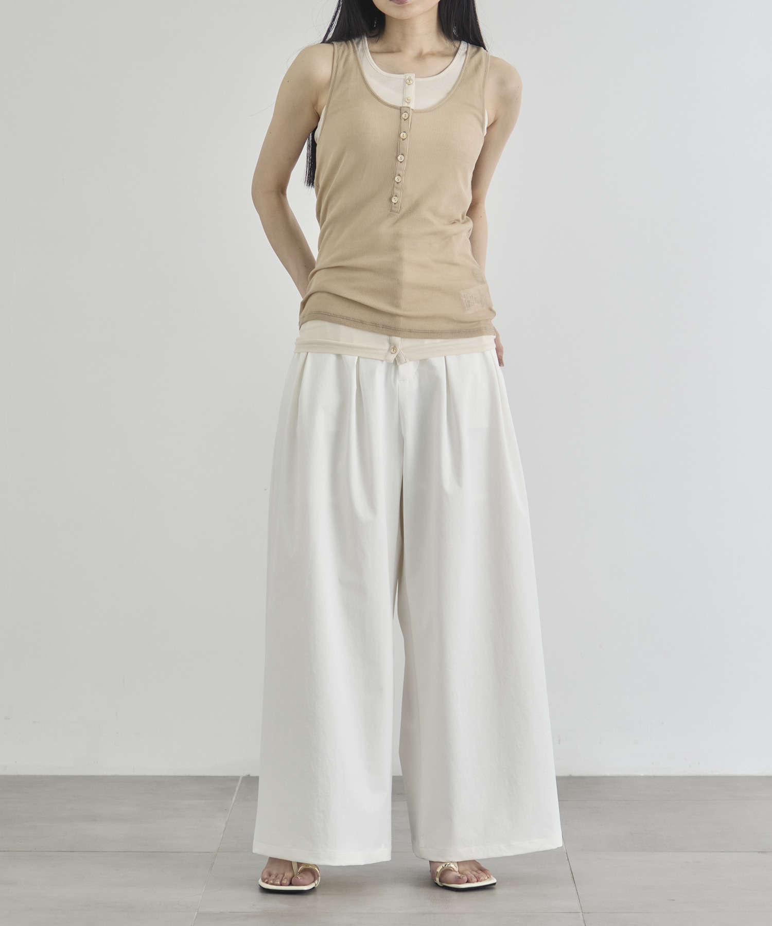 Box Pleat Wide Pants