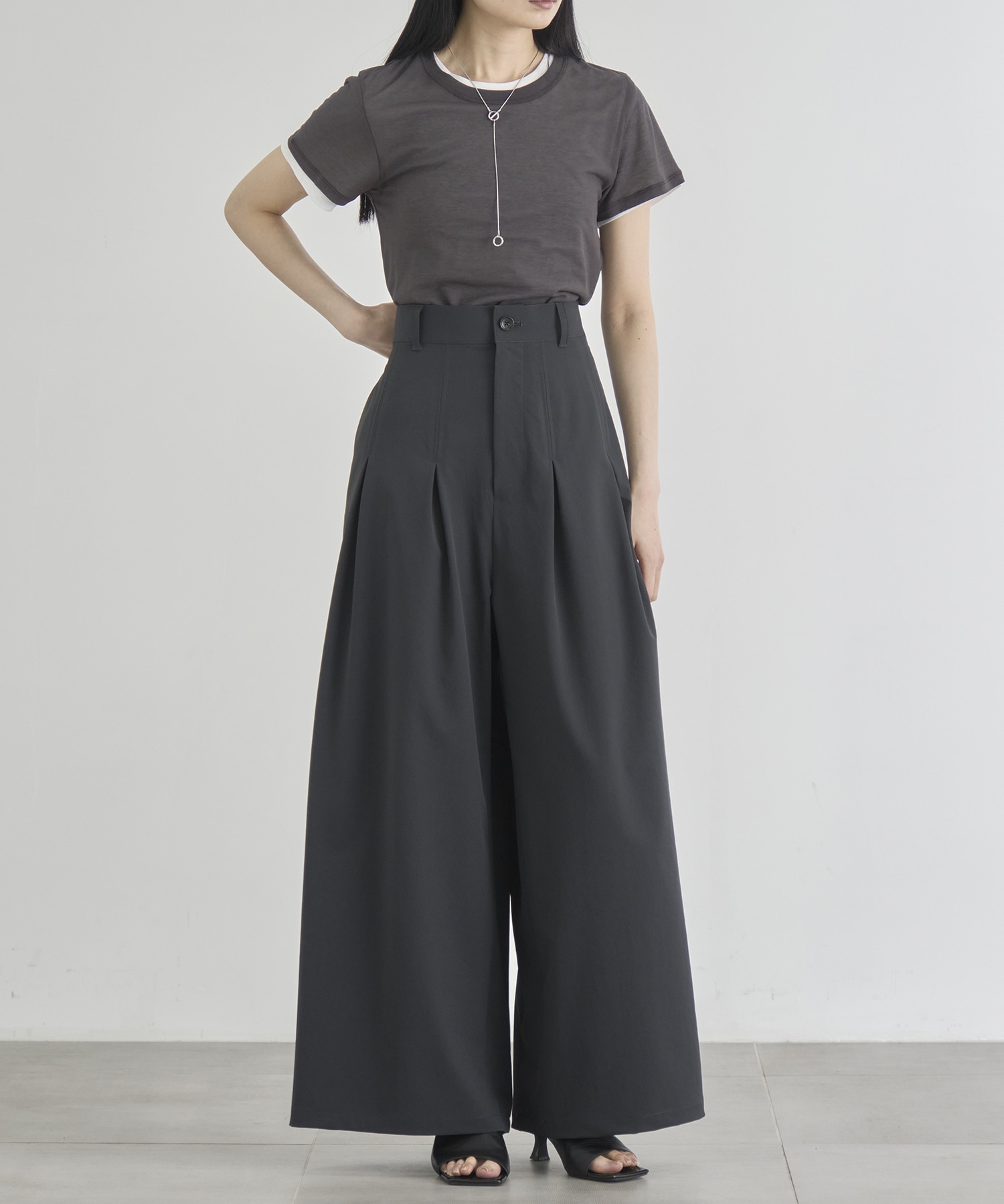 Box Pleat Wide Pants