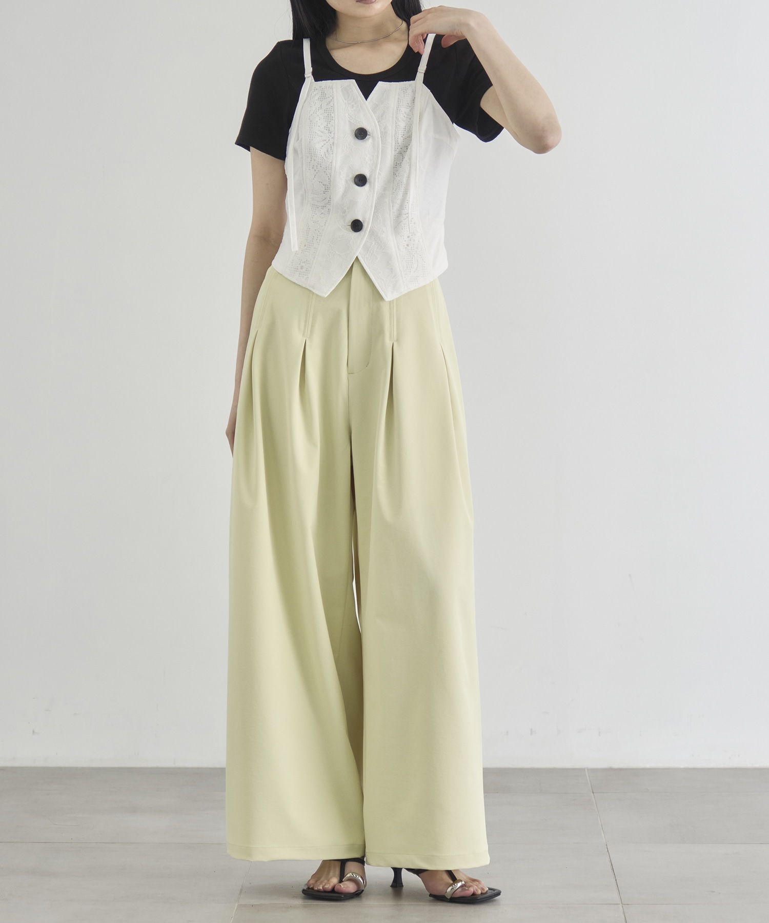 Box Pleat Wide Pants