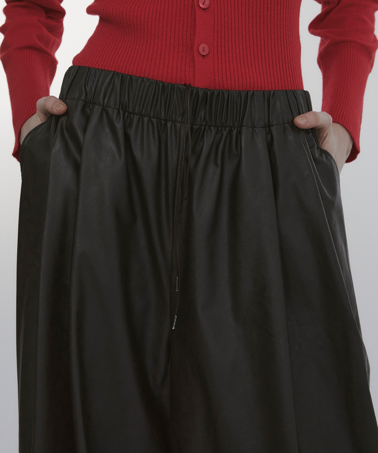 Faux Leather Barrel Trousers