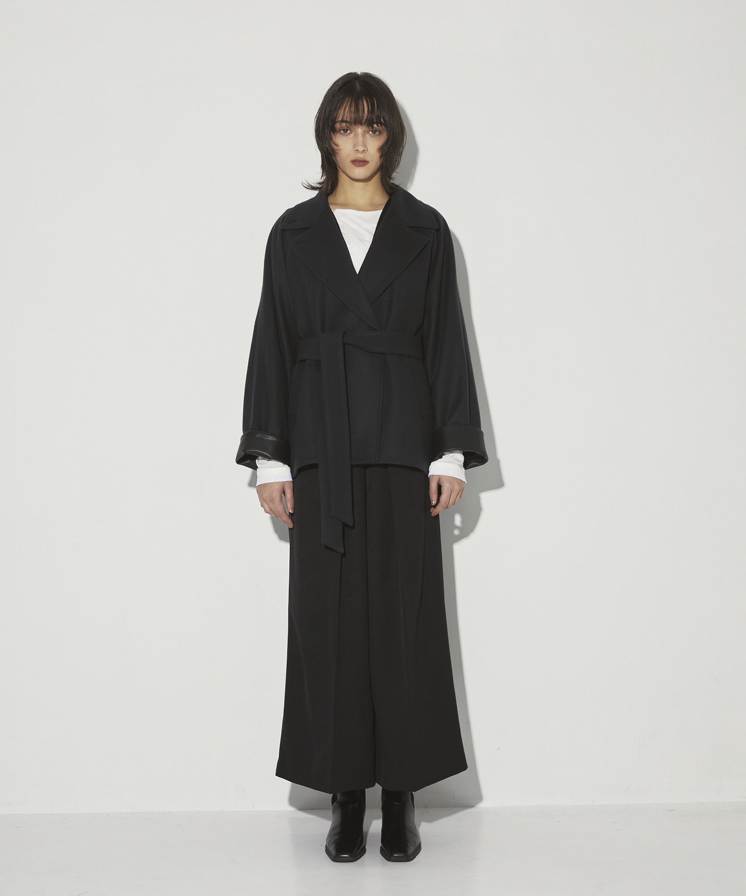 Leather Contrast Coat