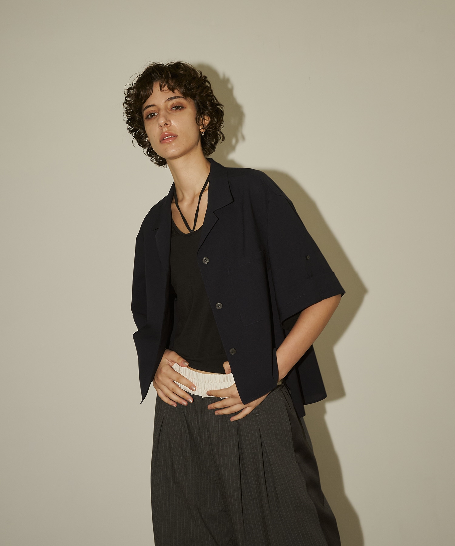 Bicolor Sleeve Short Shirt