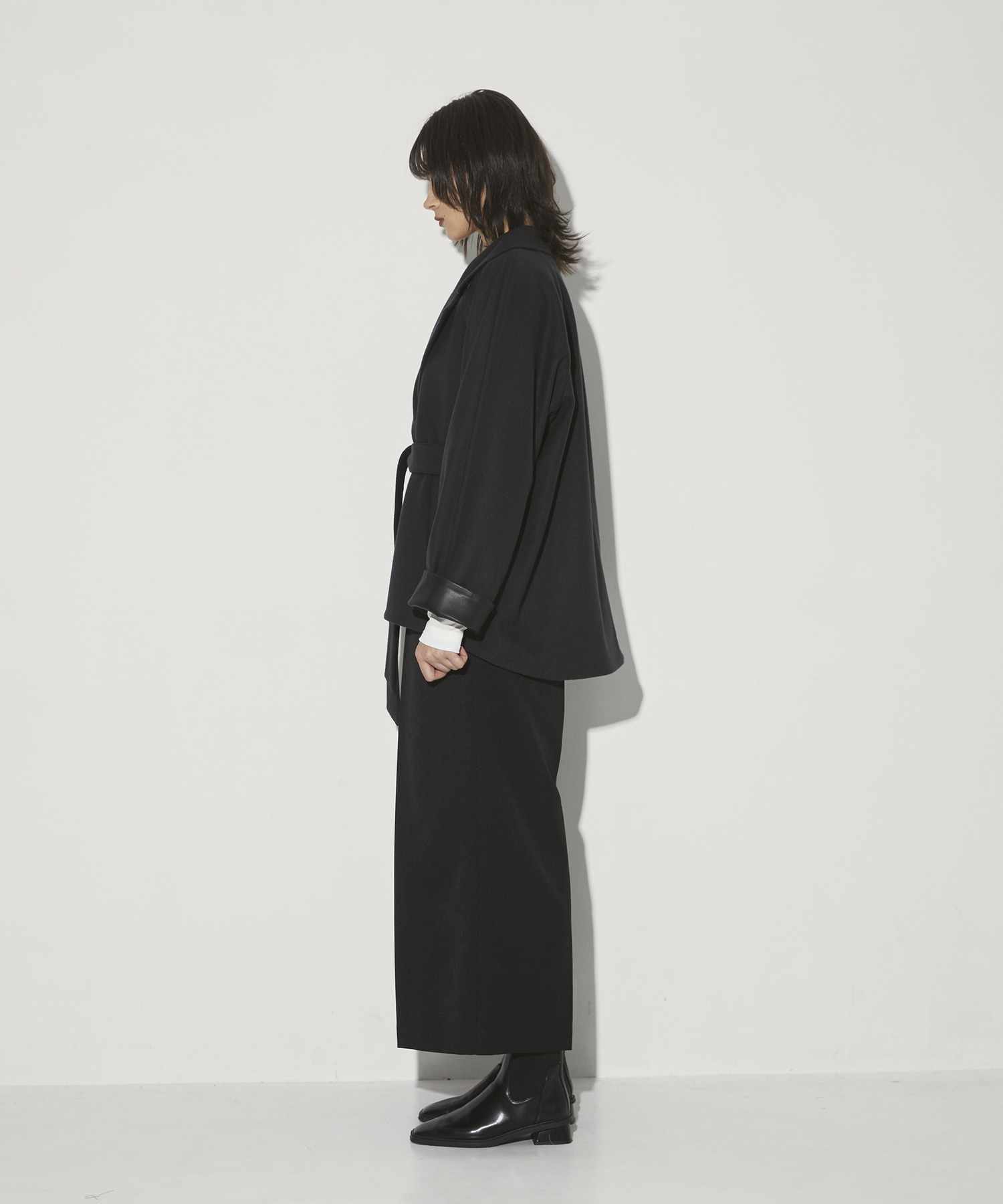 Leather Contrast Coat