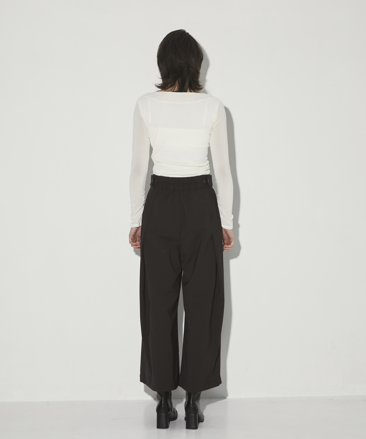 Wool Tuck Wide Pants