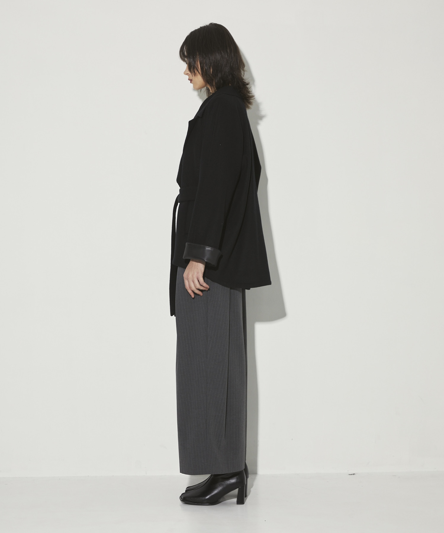 Leather Contrast Coat