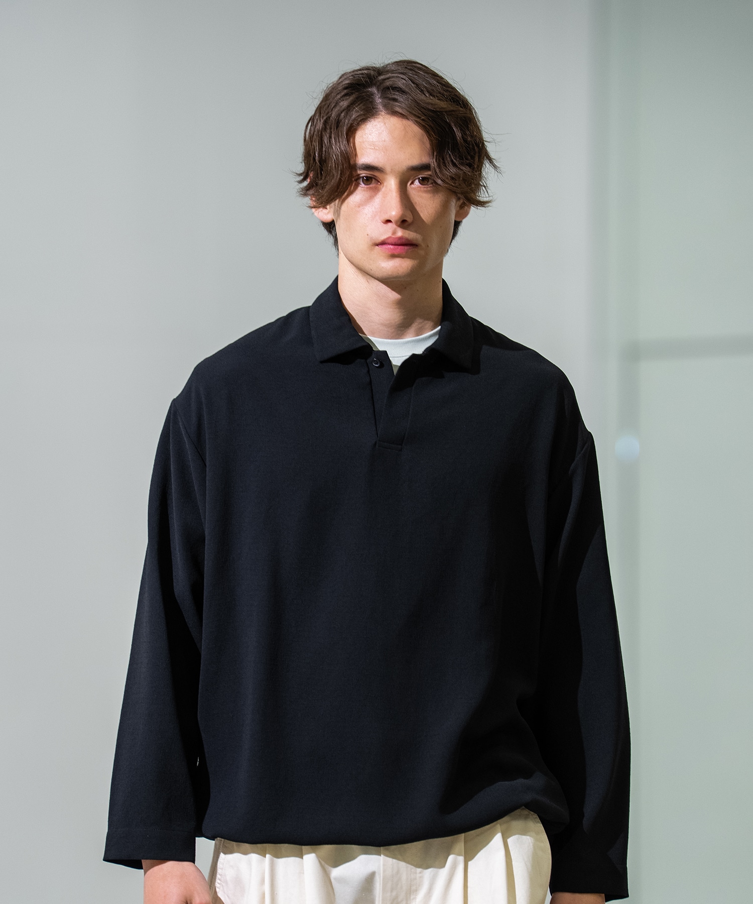 Multi-flex スキッパー長袖ポロシャツ