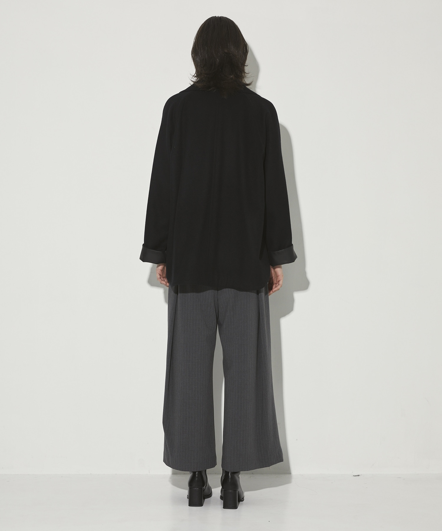 Leather Contrast Coat