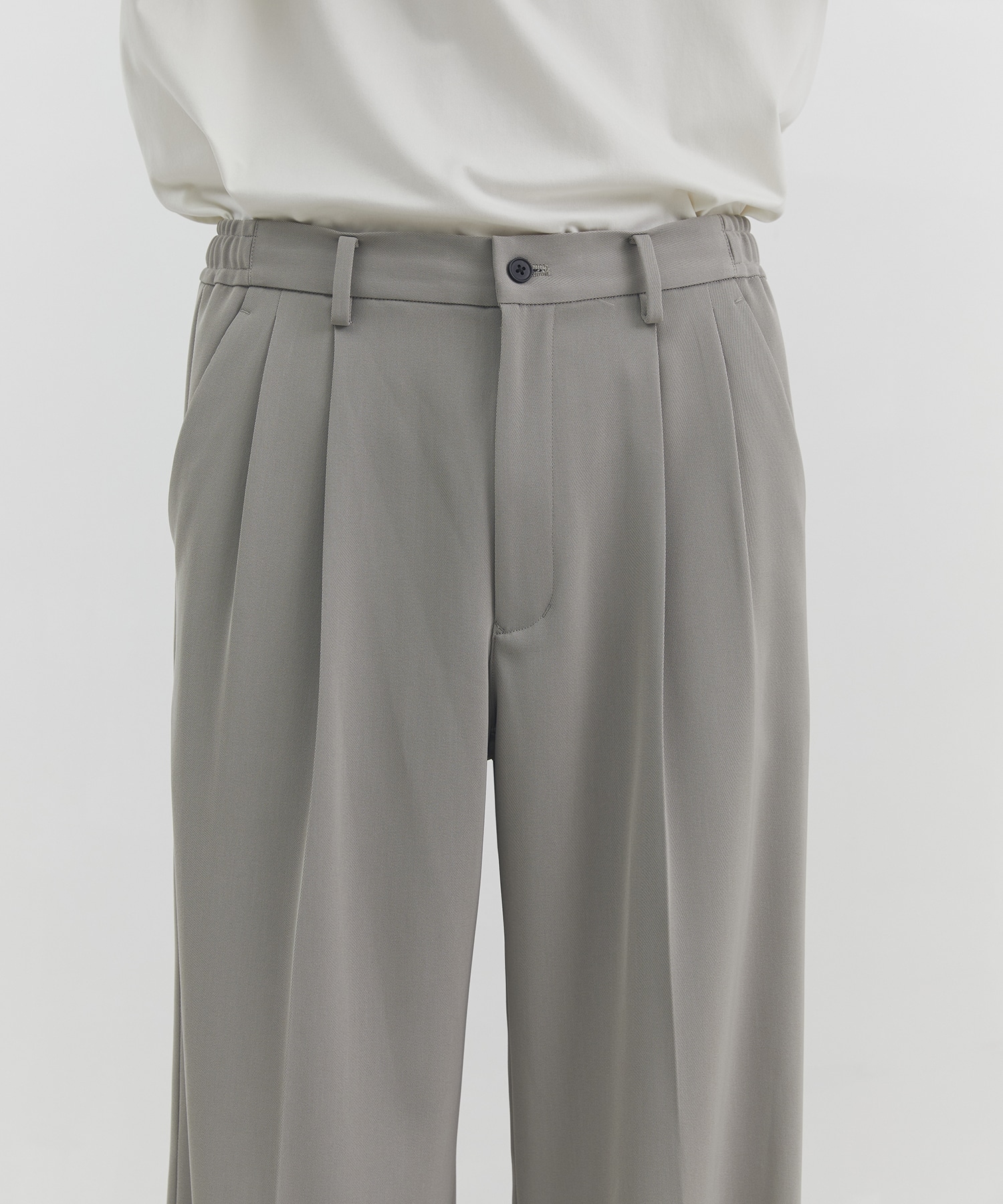 High Count Twillワイドストレートスラックス