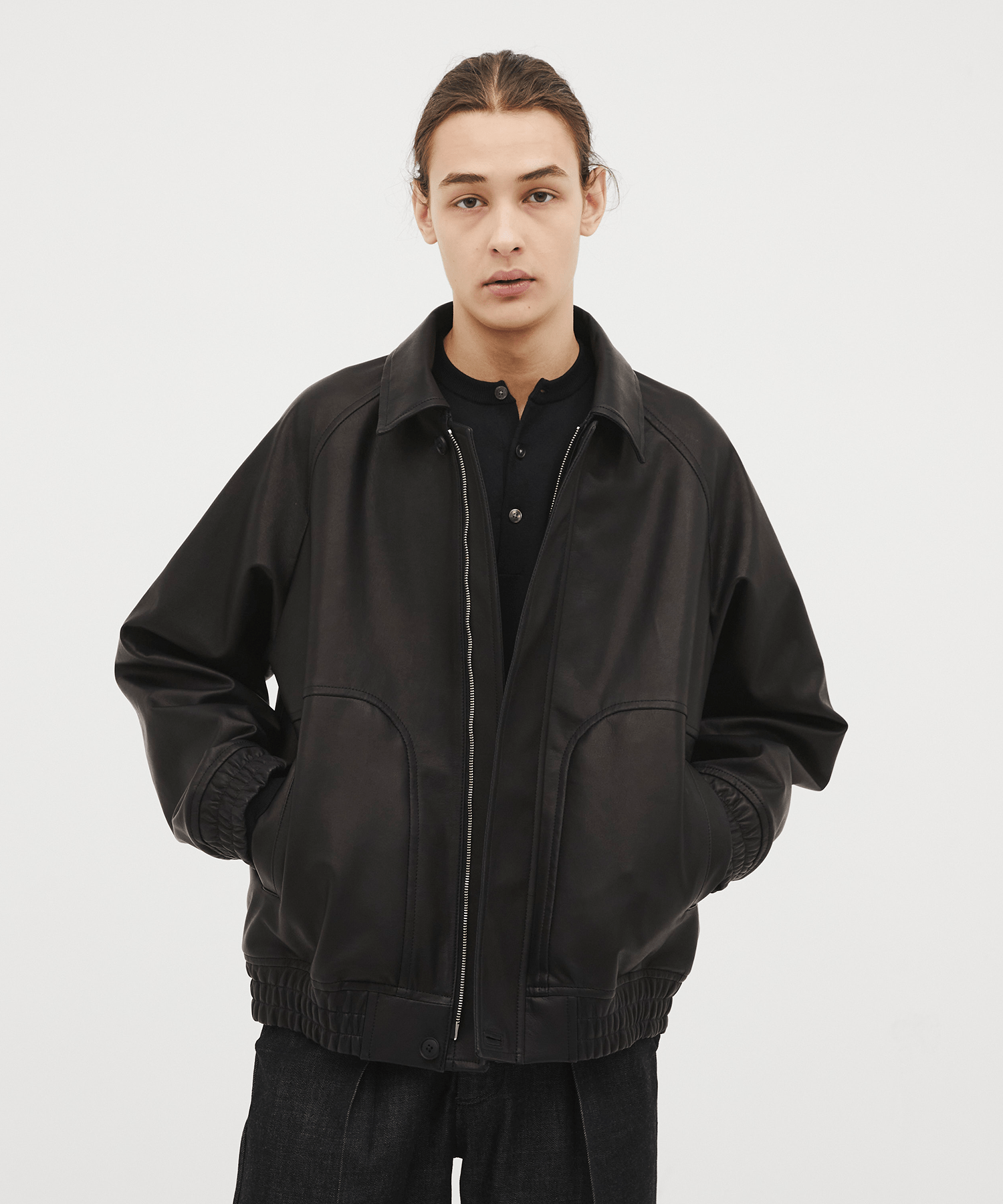 Kuramae leather zip-up jacket