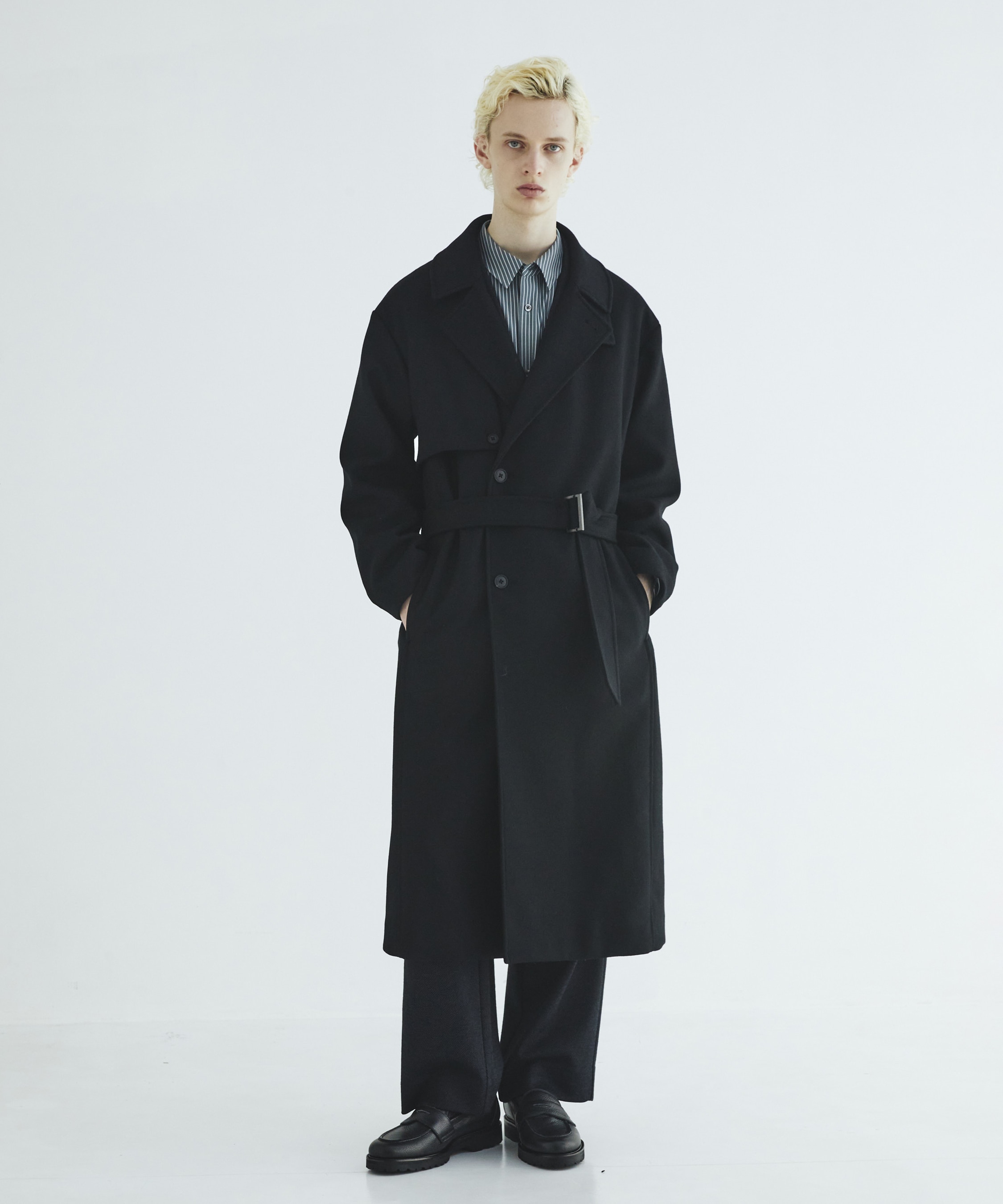 Premium meltonベルテッドコート