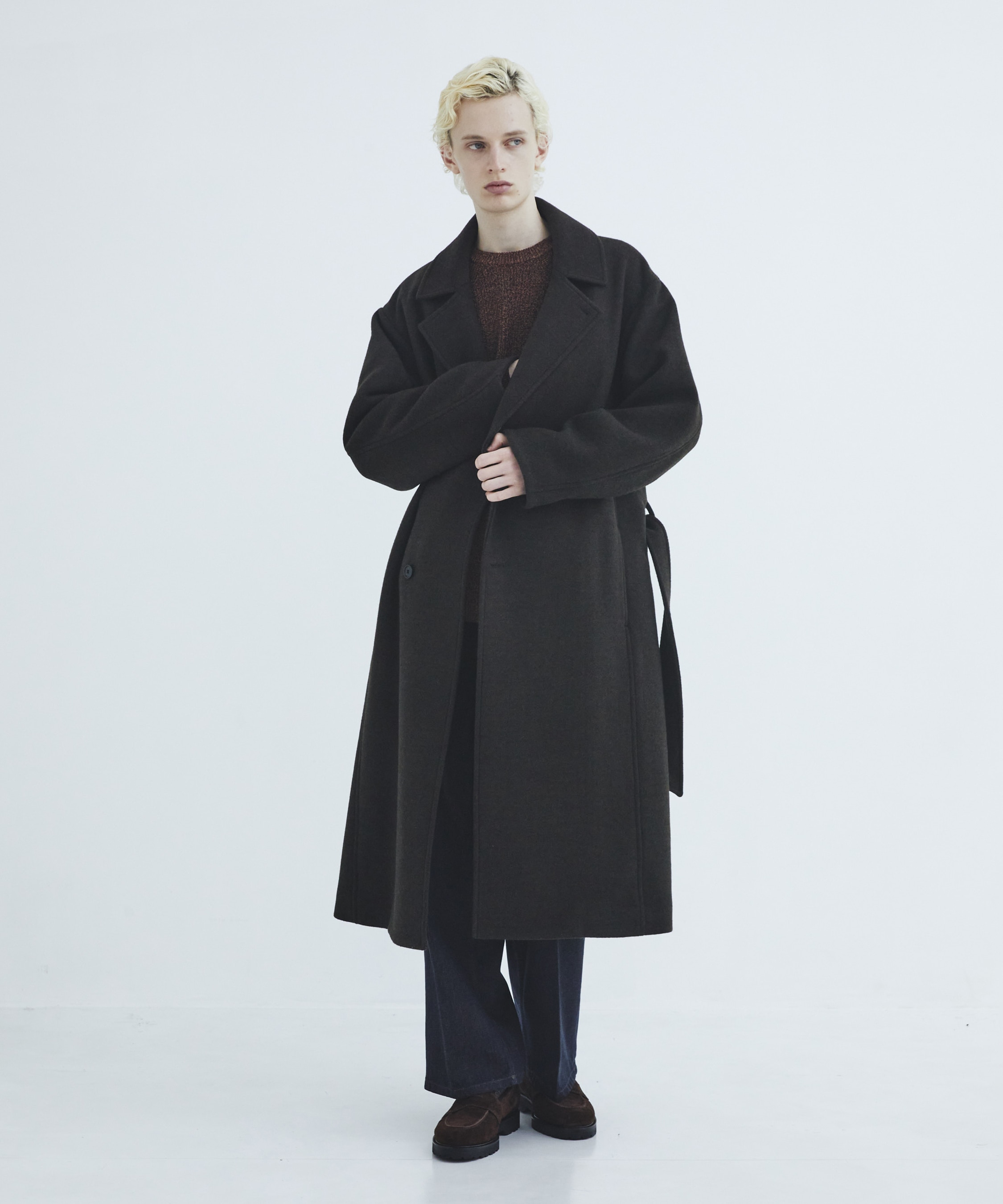 Premium meltonベルテッドコート