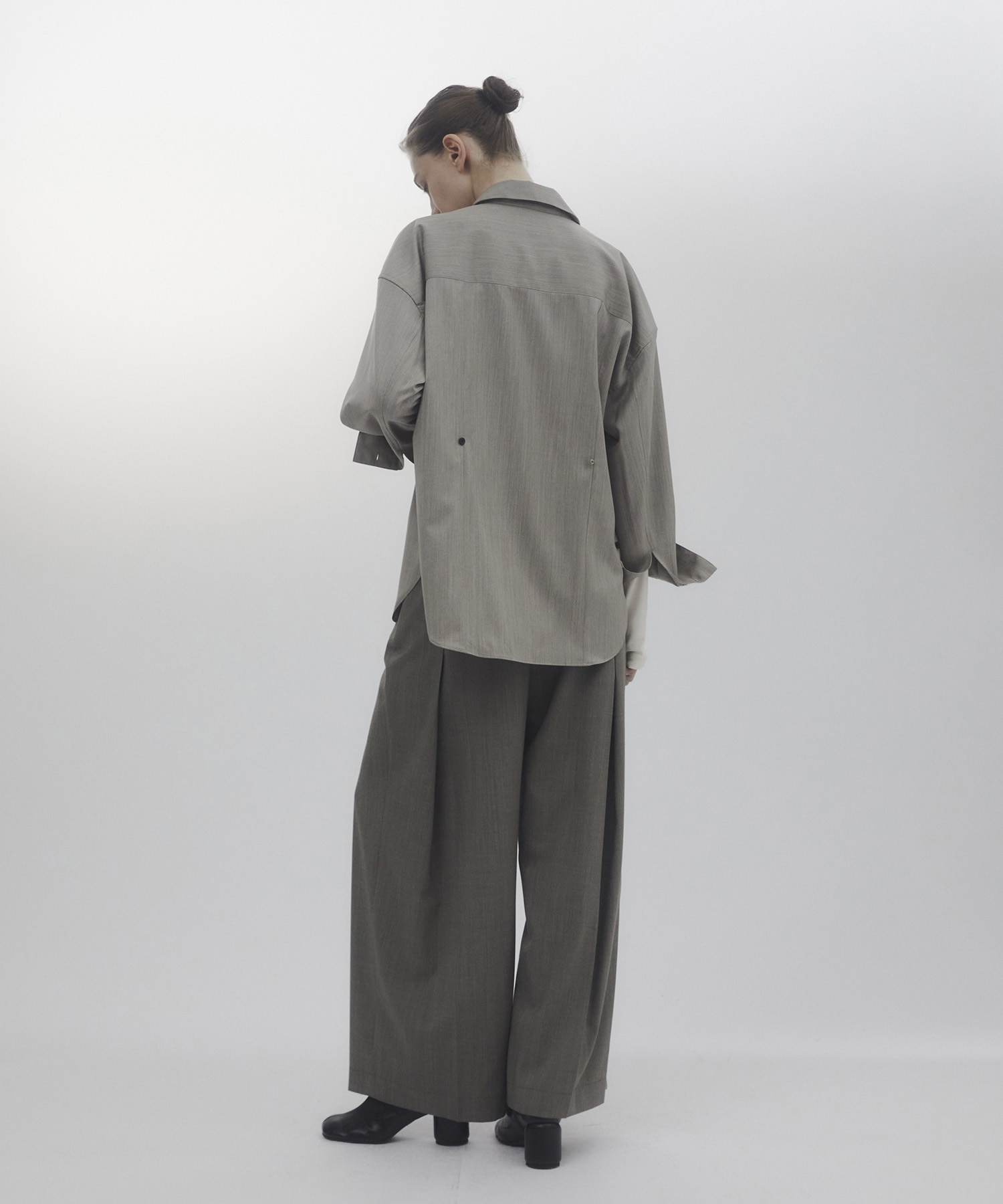 Belt Arranged Tuck Wide Pants