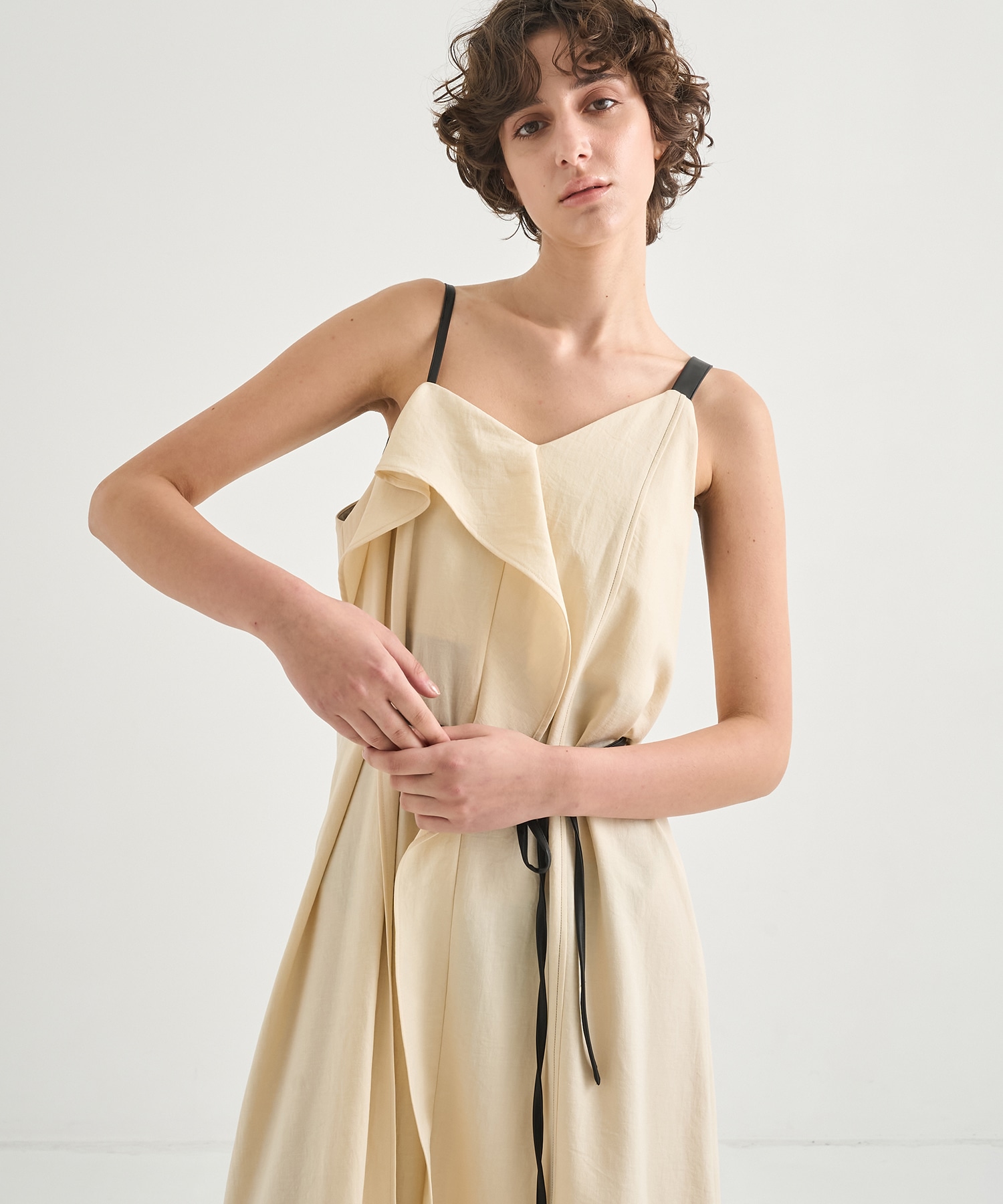 Leather Belted Camisole Dress