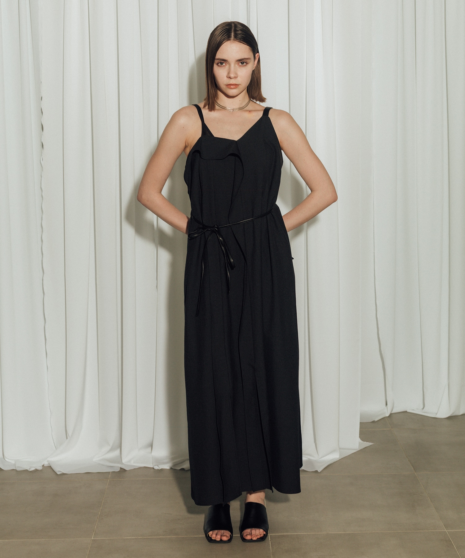 Leather Belted Camisole Dress