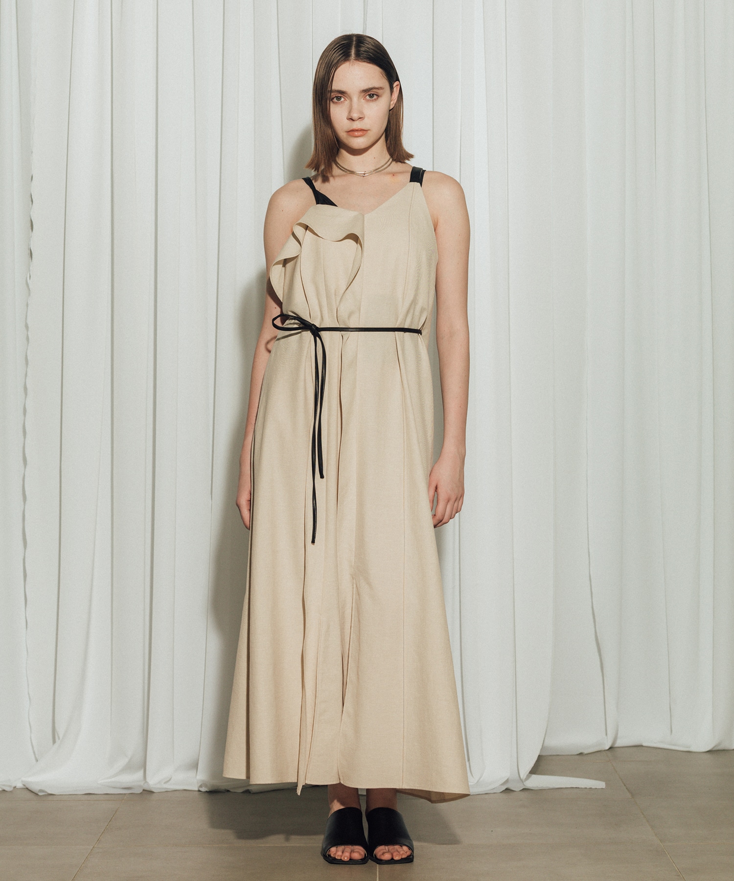 Leather Belted Camisole Dress