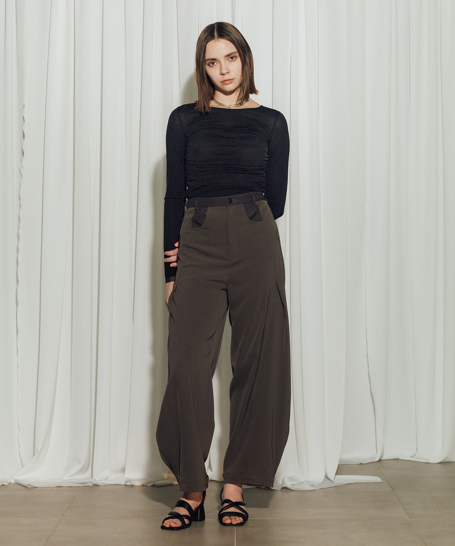 Twill Barrel Leg Pants