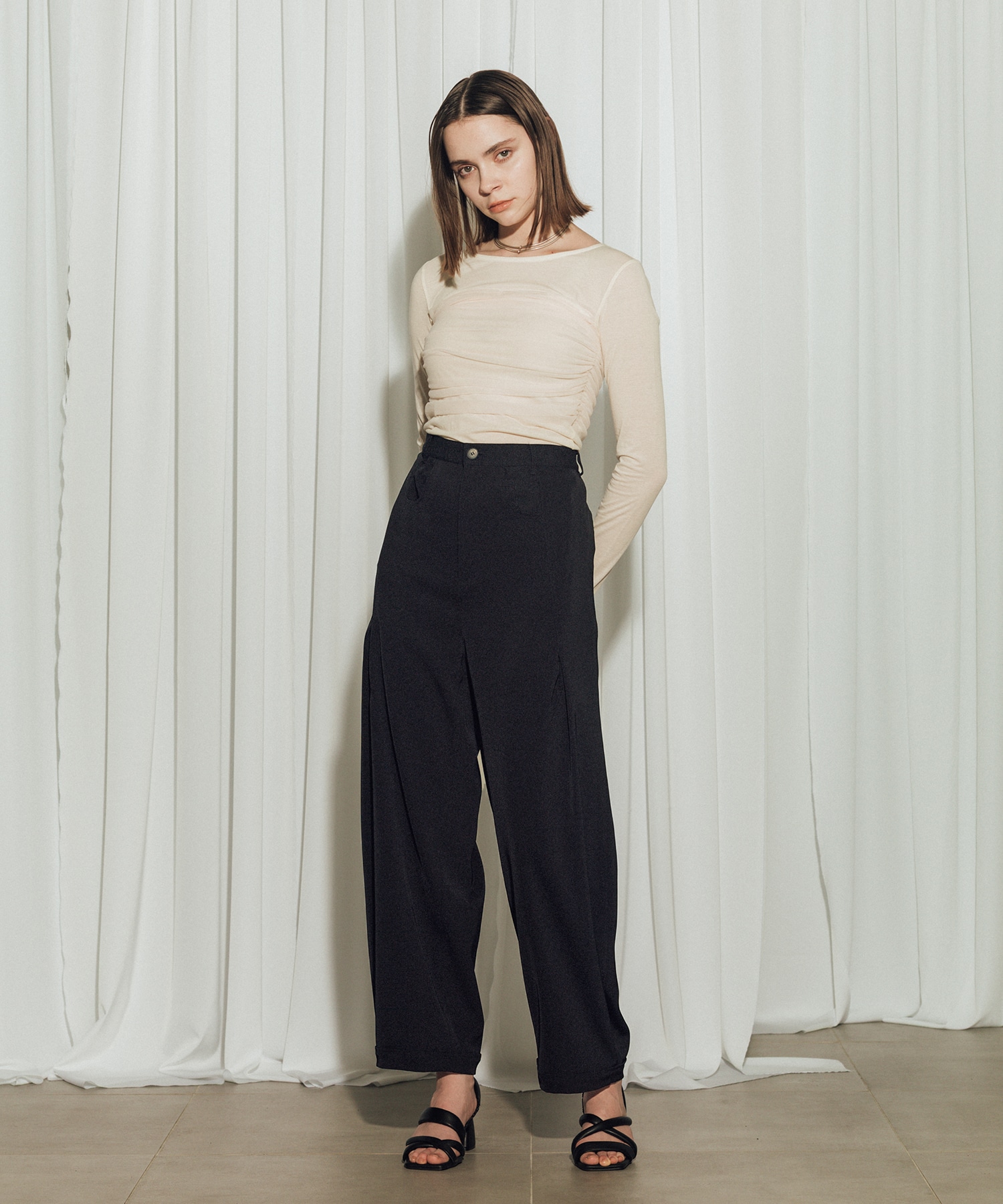 Twill Barrel Leg Pants