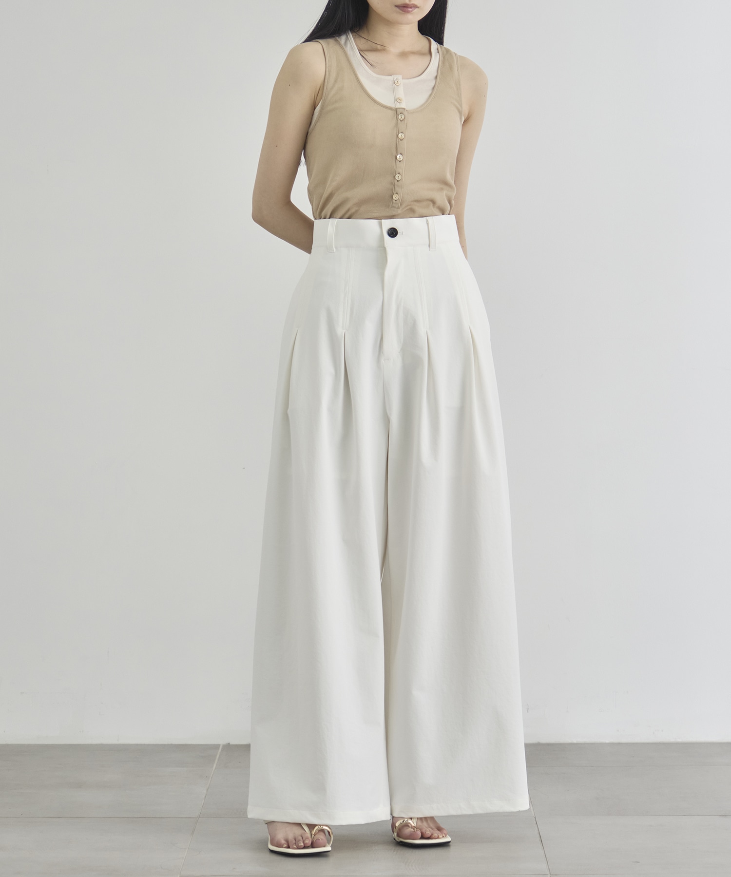 Box Pleat Wide Pants