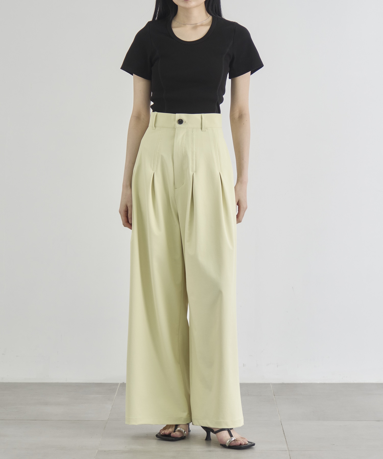 Box Pleat Wide Pants