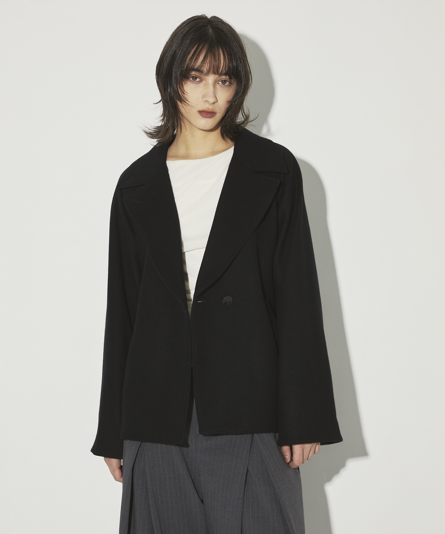 Leather Contrast Coat