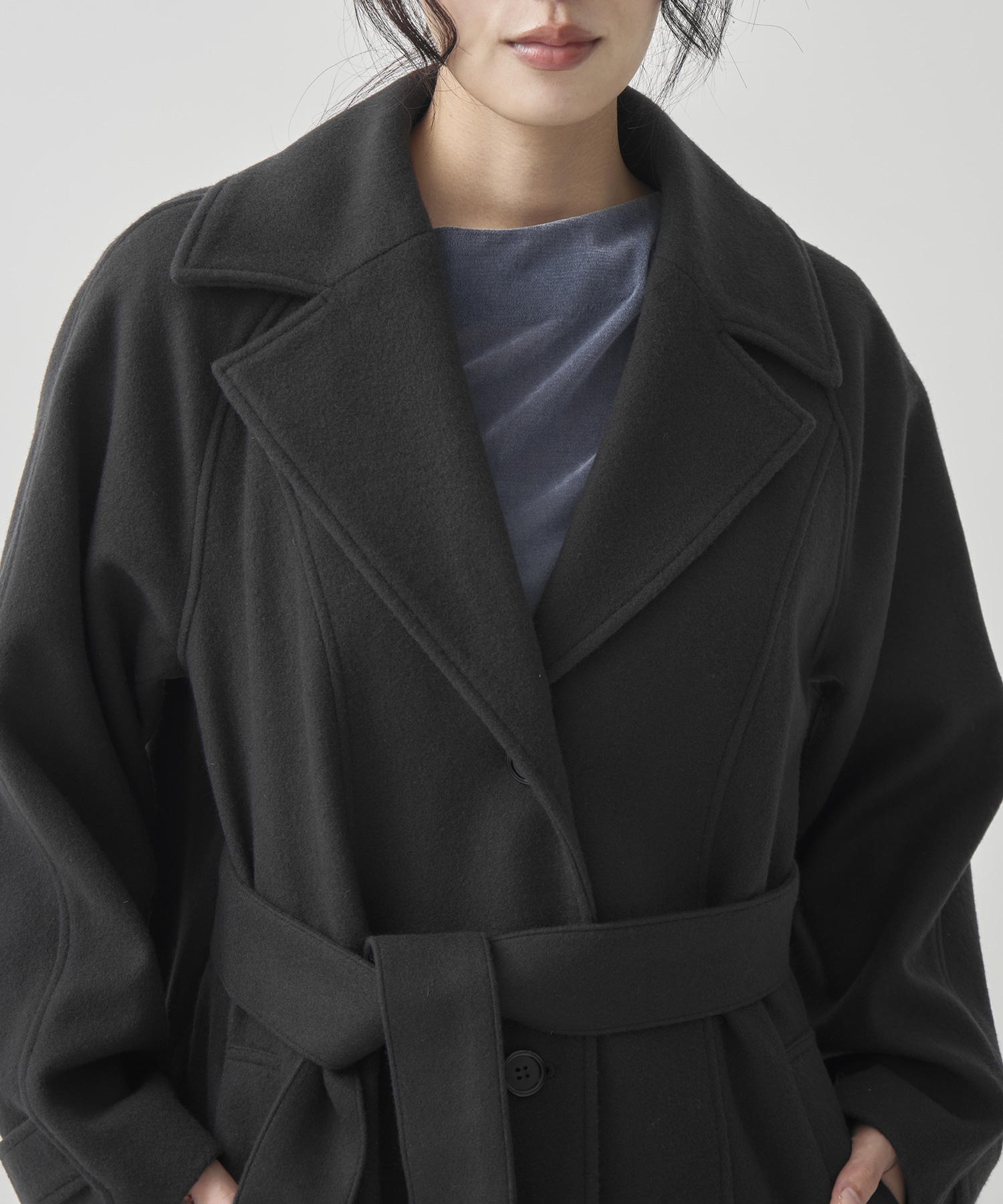 DoubleCollar Raglan Coat