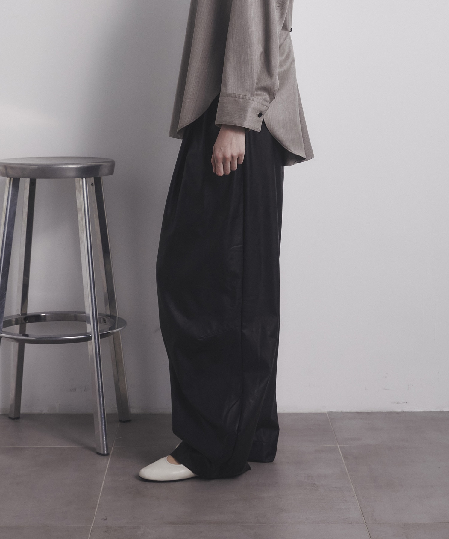 Faux Leather Barrel Trousers