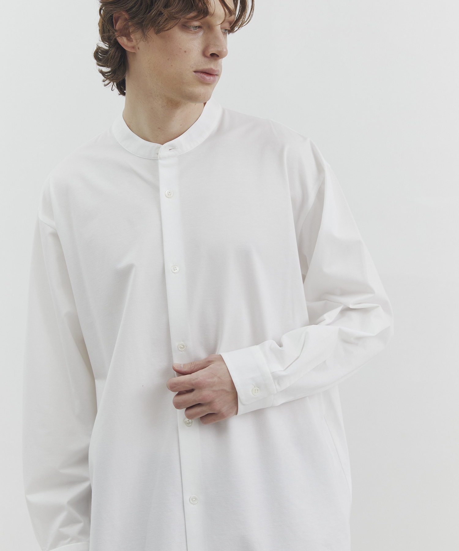 KANEMASA KNITバンドカラーシャツ