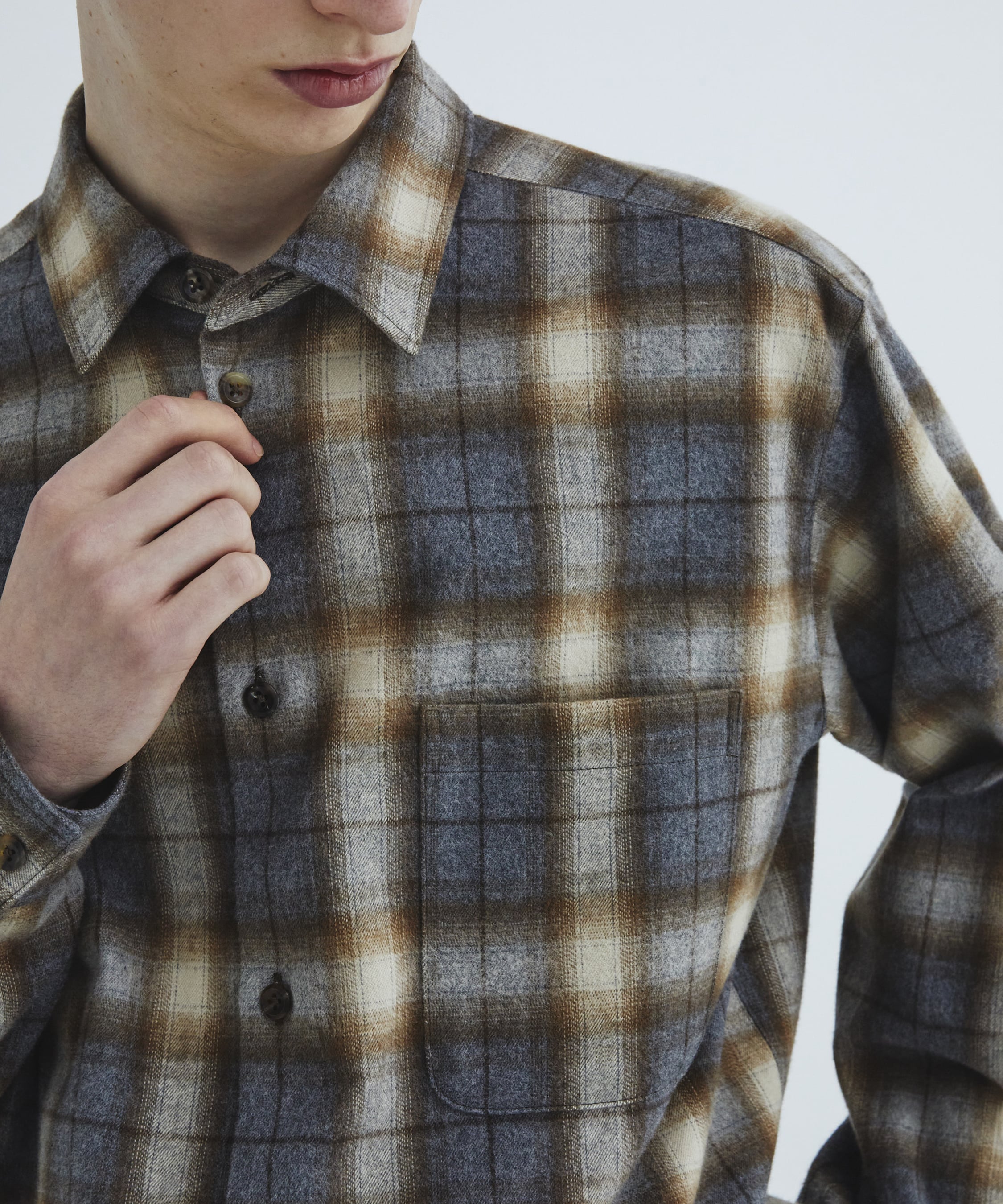 ソフトフランネルチェックシャツ