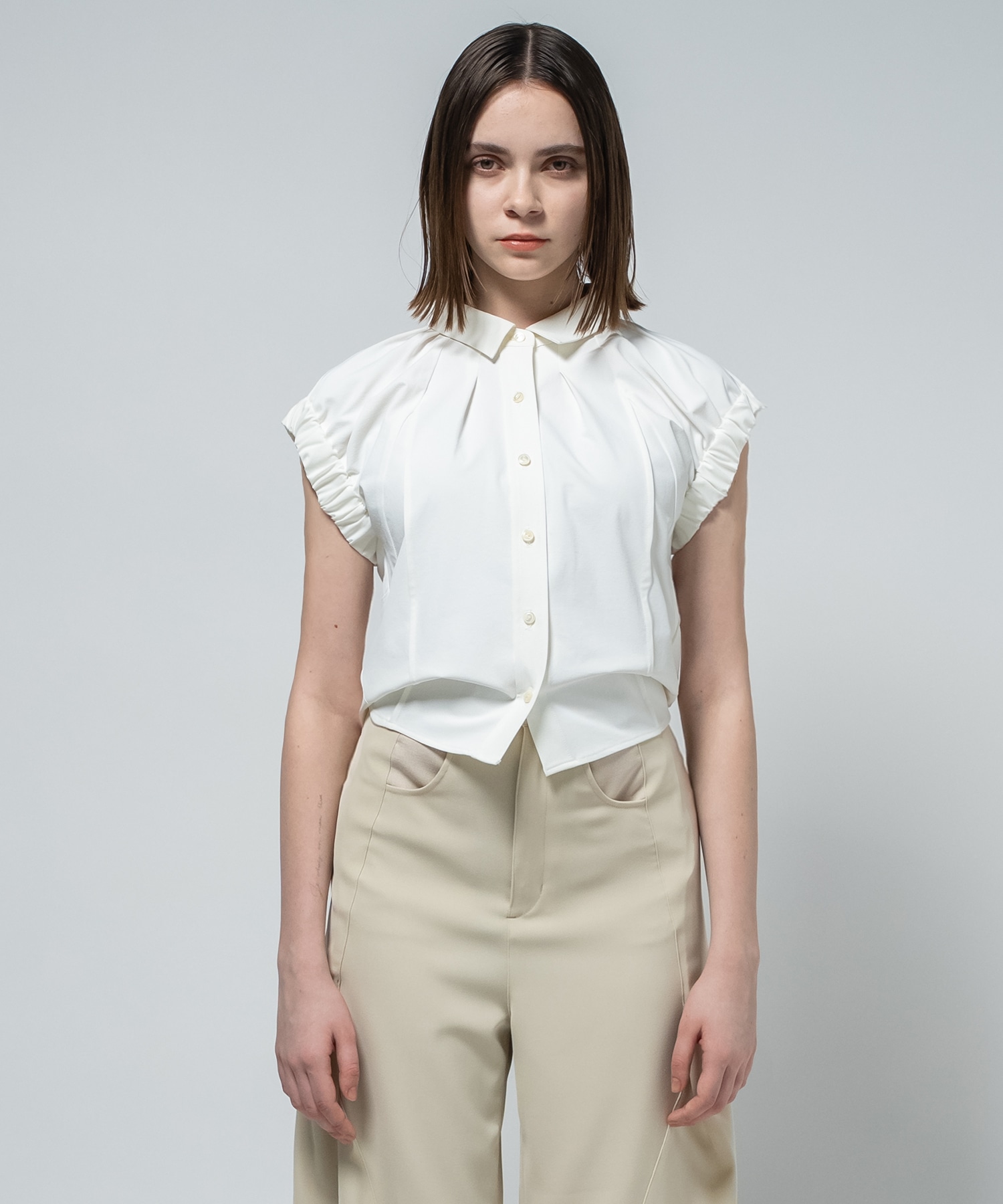 Volume Gather Nosleeve Shirt