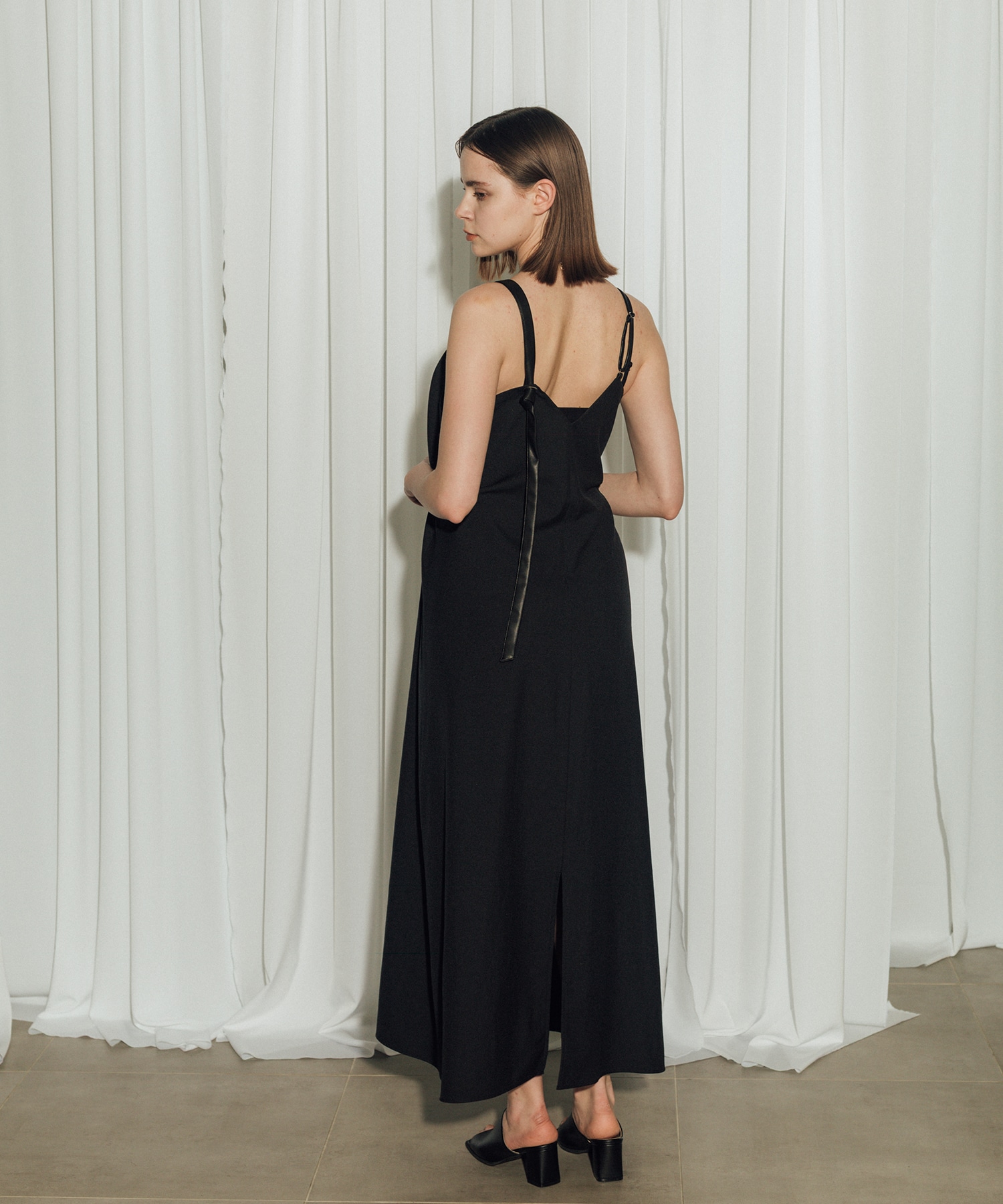Leather Belted Camisole Dress