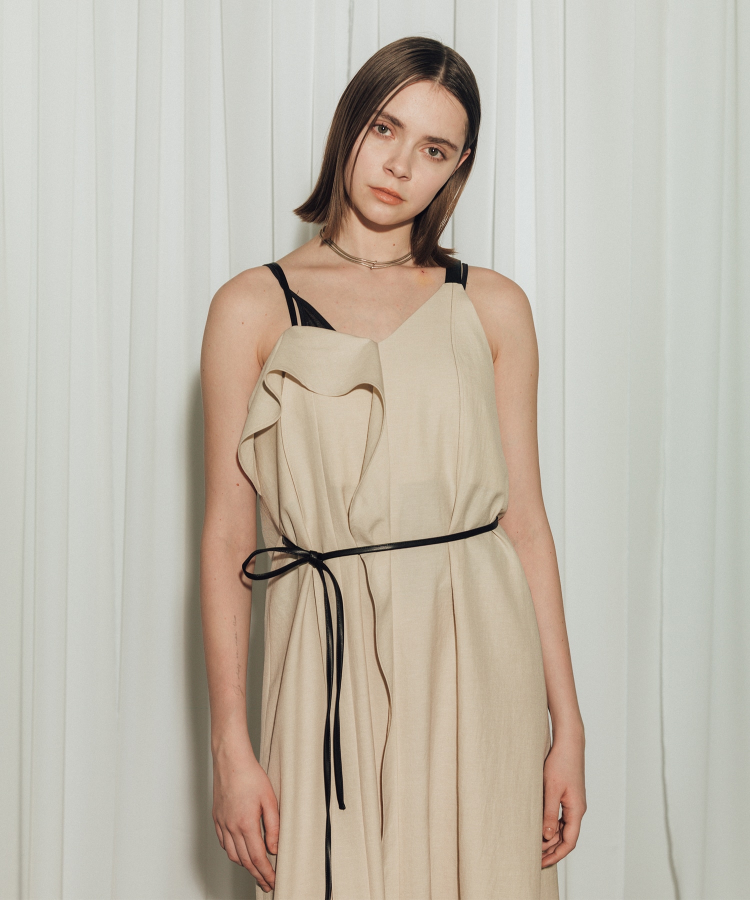 Leather Belted Camisole Dress