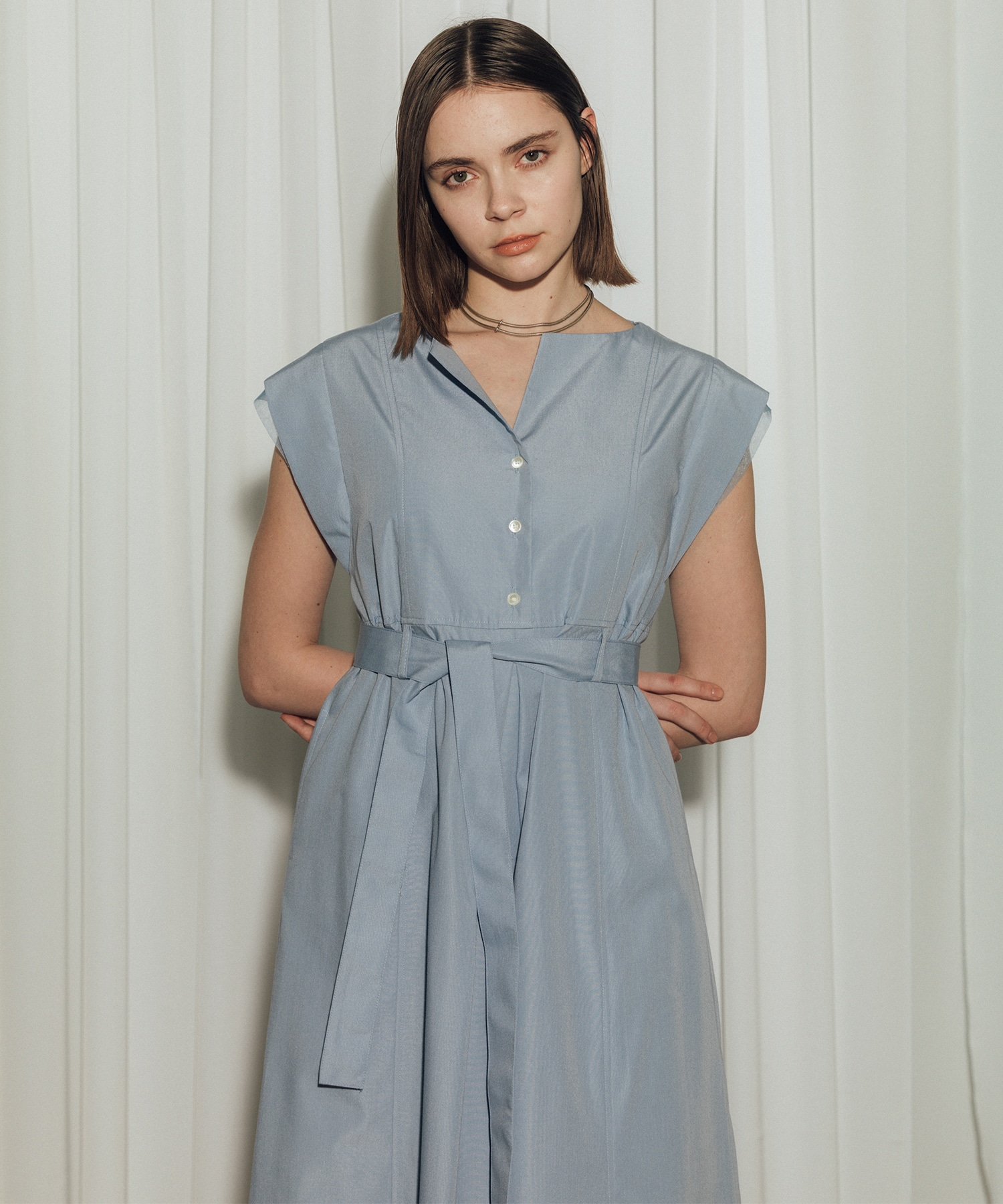 Chambray Belted Dress
