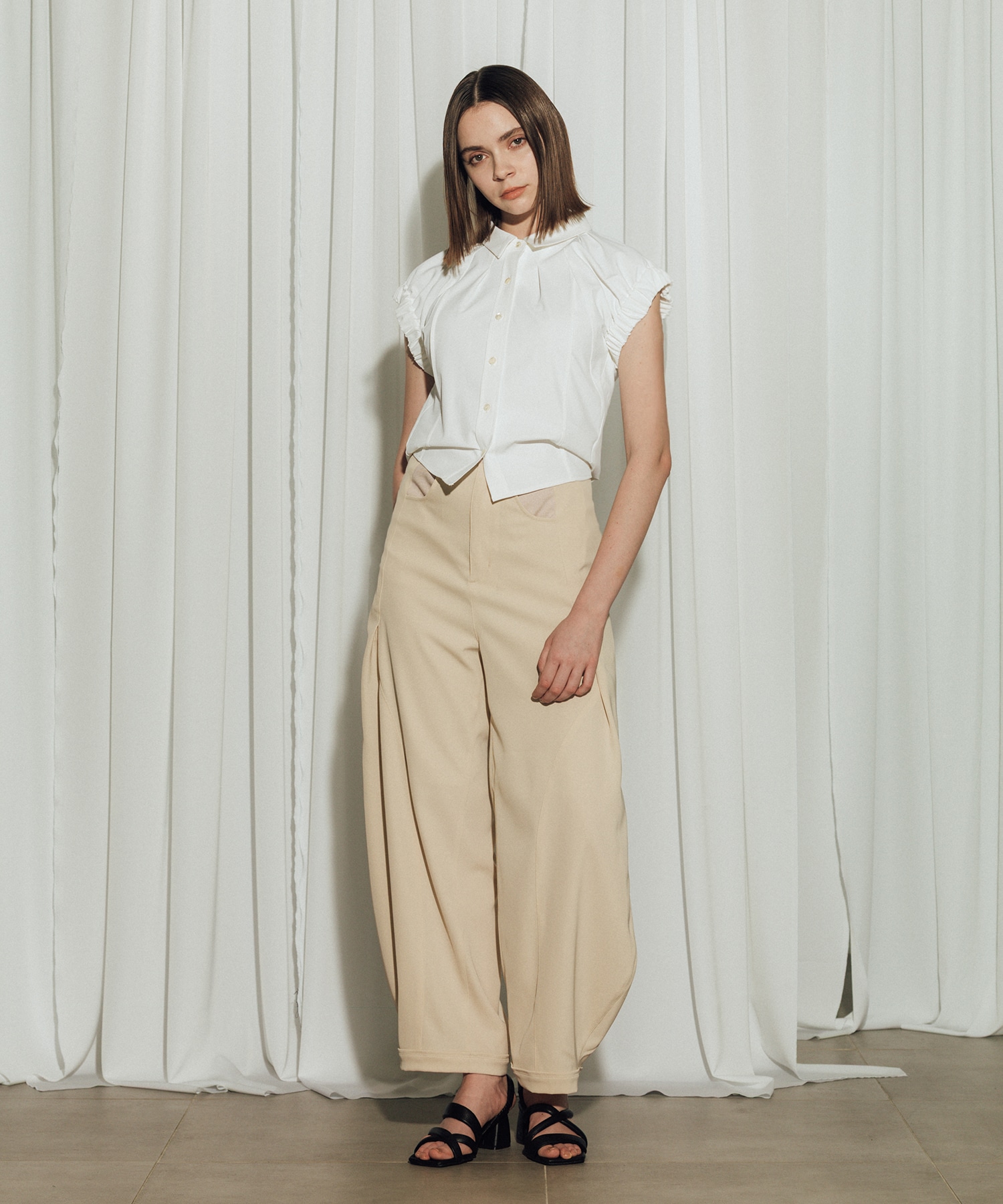 Twill Barrel Leg Pants