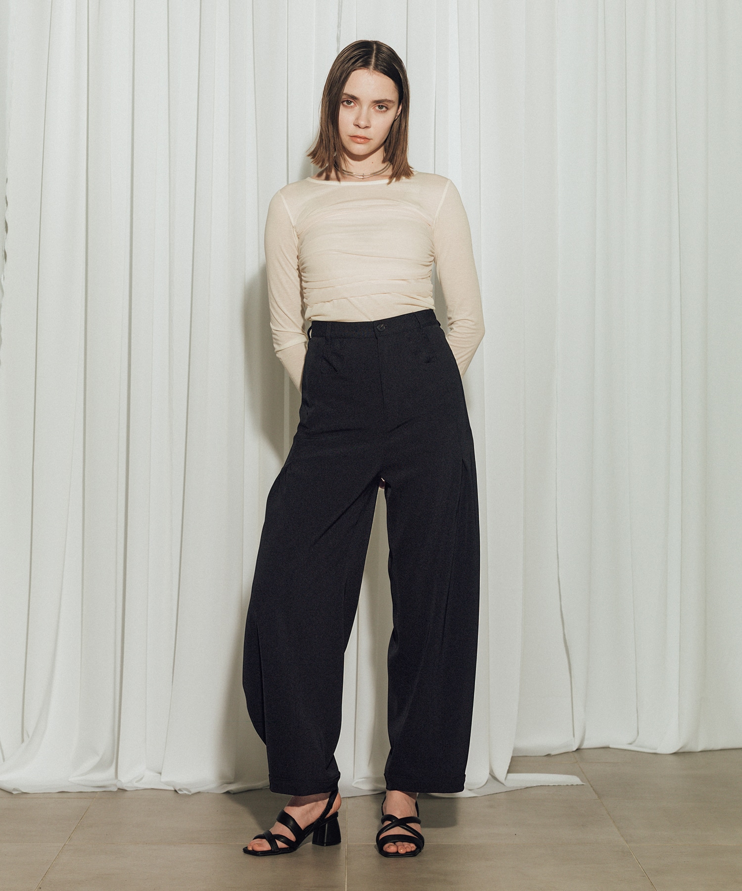 Twill Barrel Leg Pants